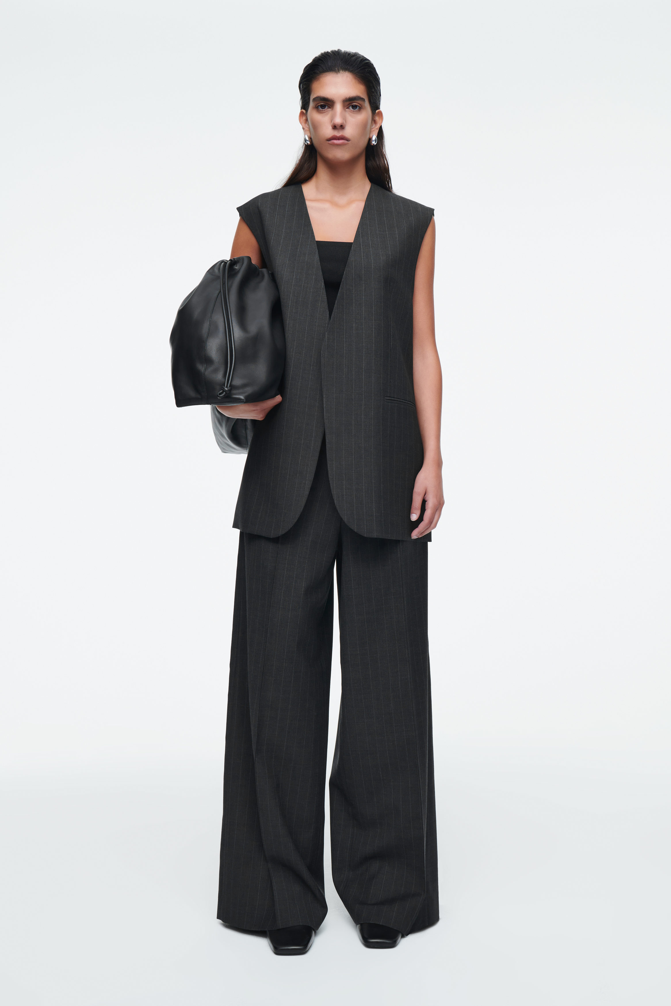 LONGLINE TAILORED TWILL WAISTCOAT - MOLE