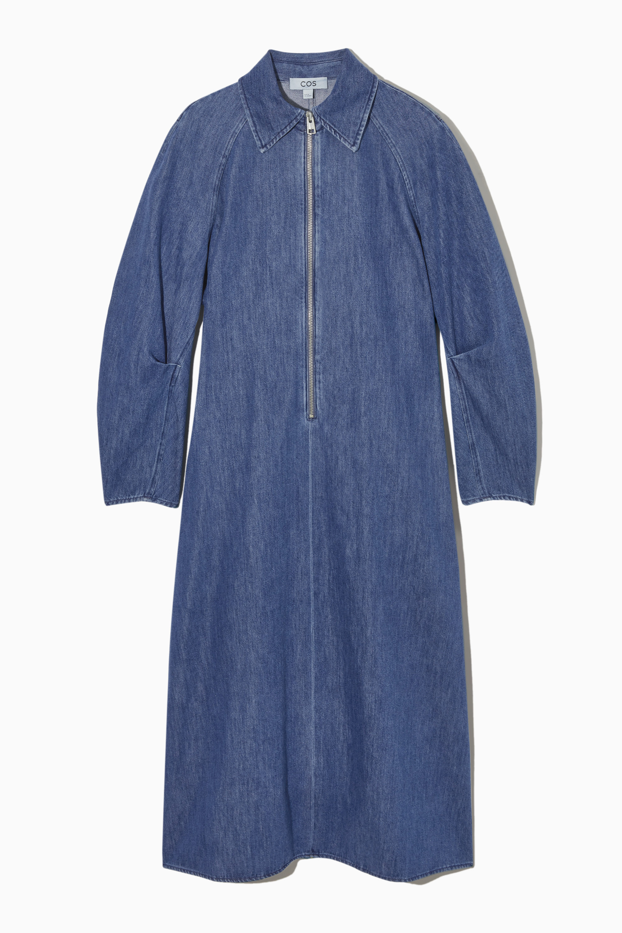 HALF-ZIP DENIM MIDI DRESS - BLUE | COS