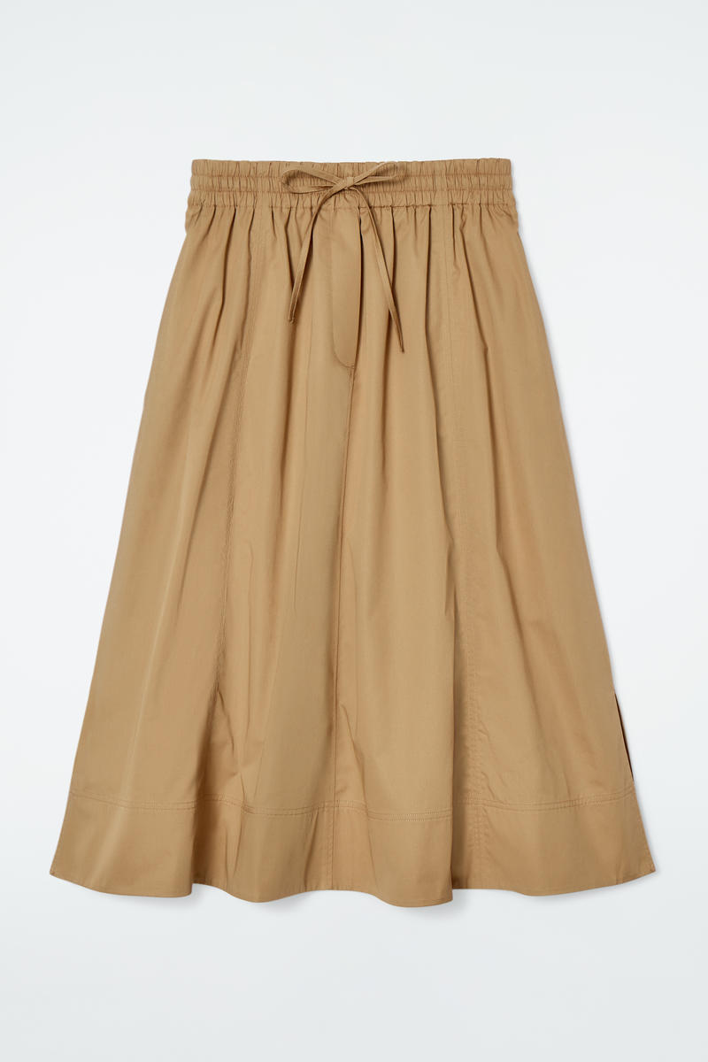 Drawstring A-Line Midi Skirt