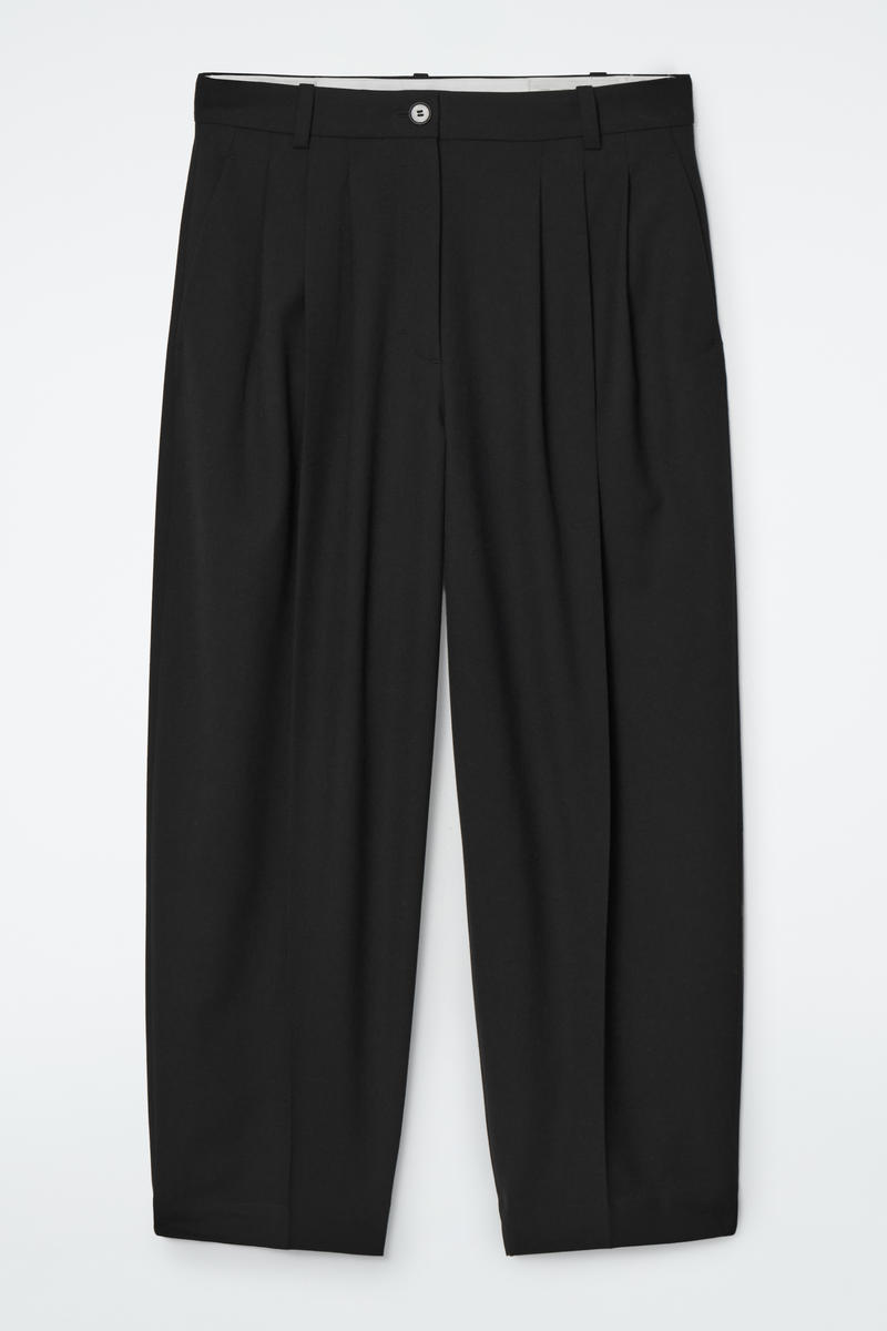 Pleated Barrel-Leg Wool-Blend Trousers