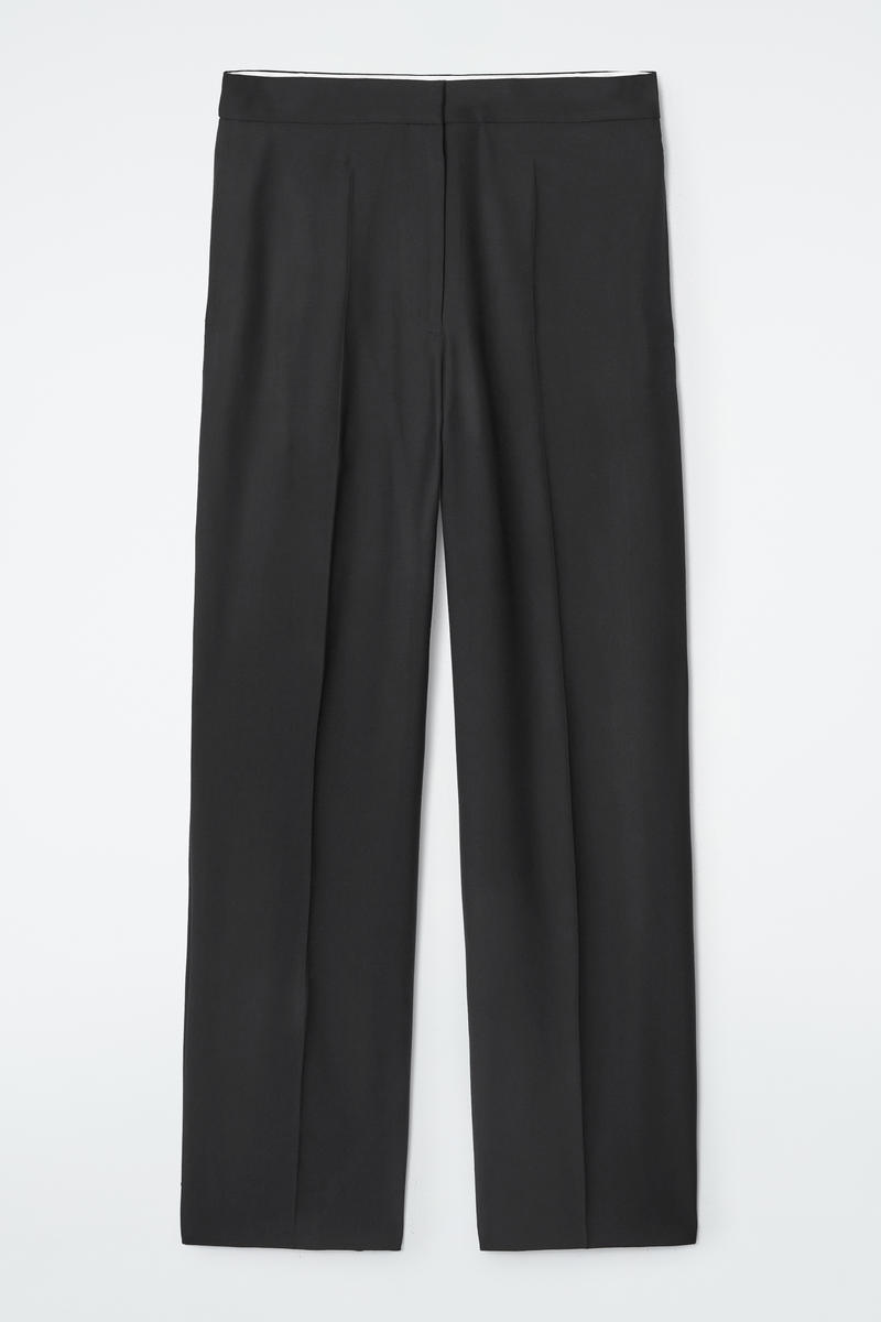 Relaxed Wool Barrel-Leg Trousers