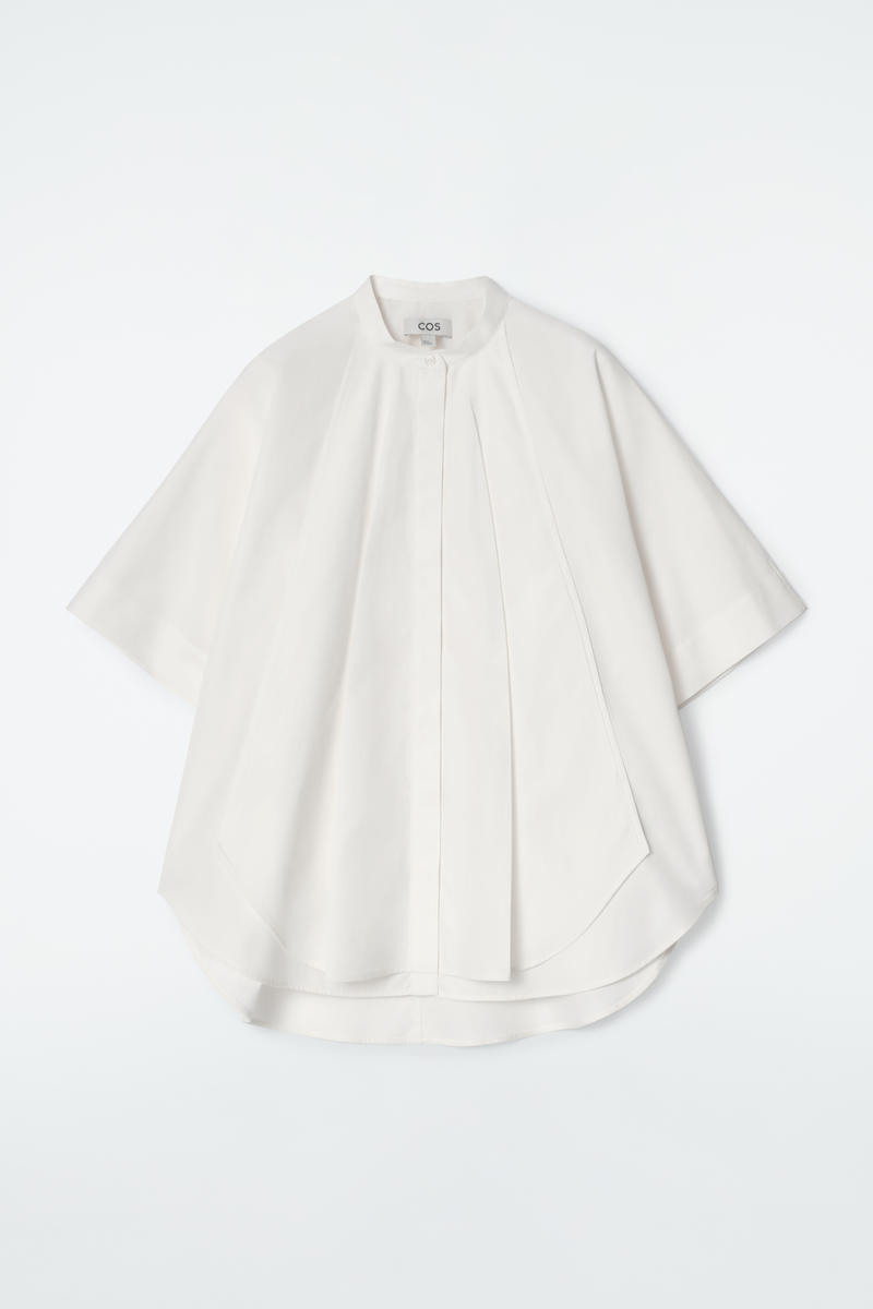 Cos Oversized Curved-hem Cotton Shirt In Blanc