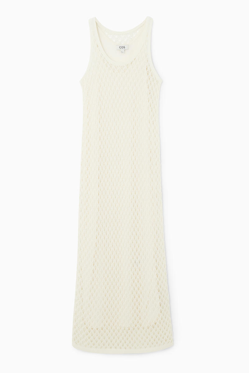 Sleeveless Open-Knit Midi Dress