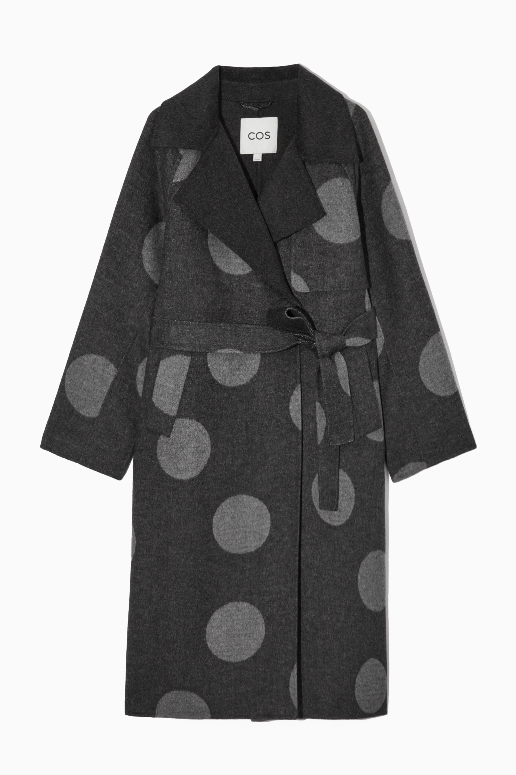 Black and white polka dot coat online