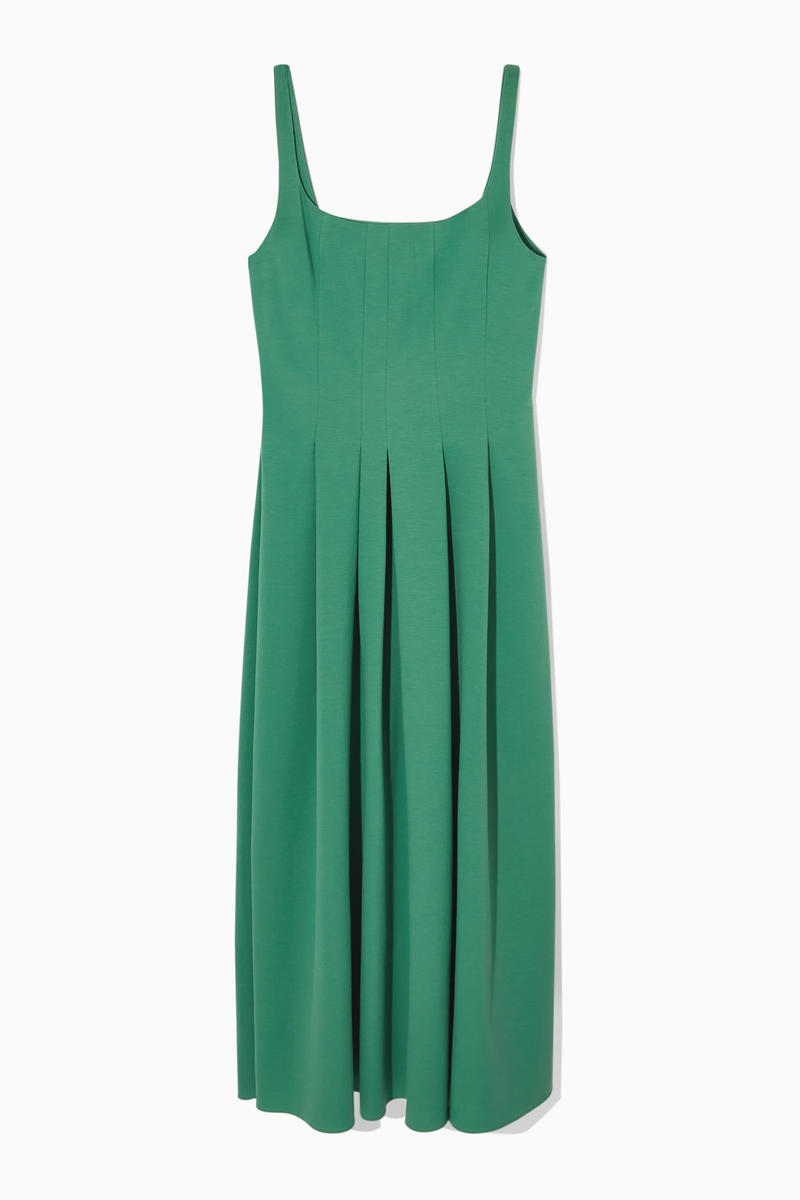 Pleated Jersey Midi Dress