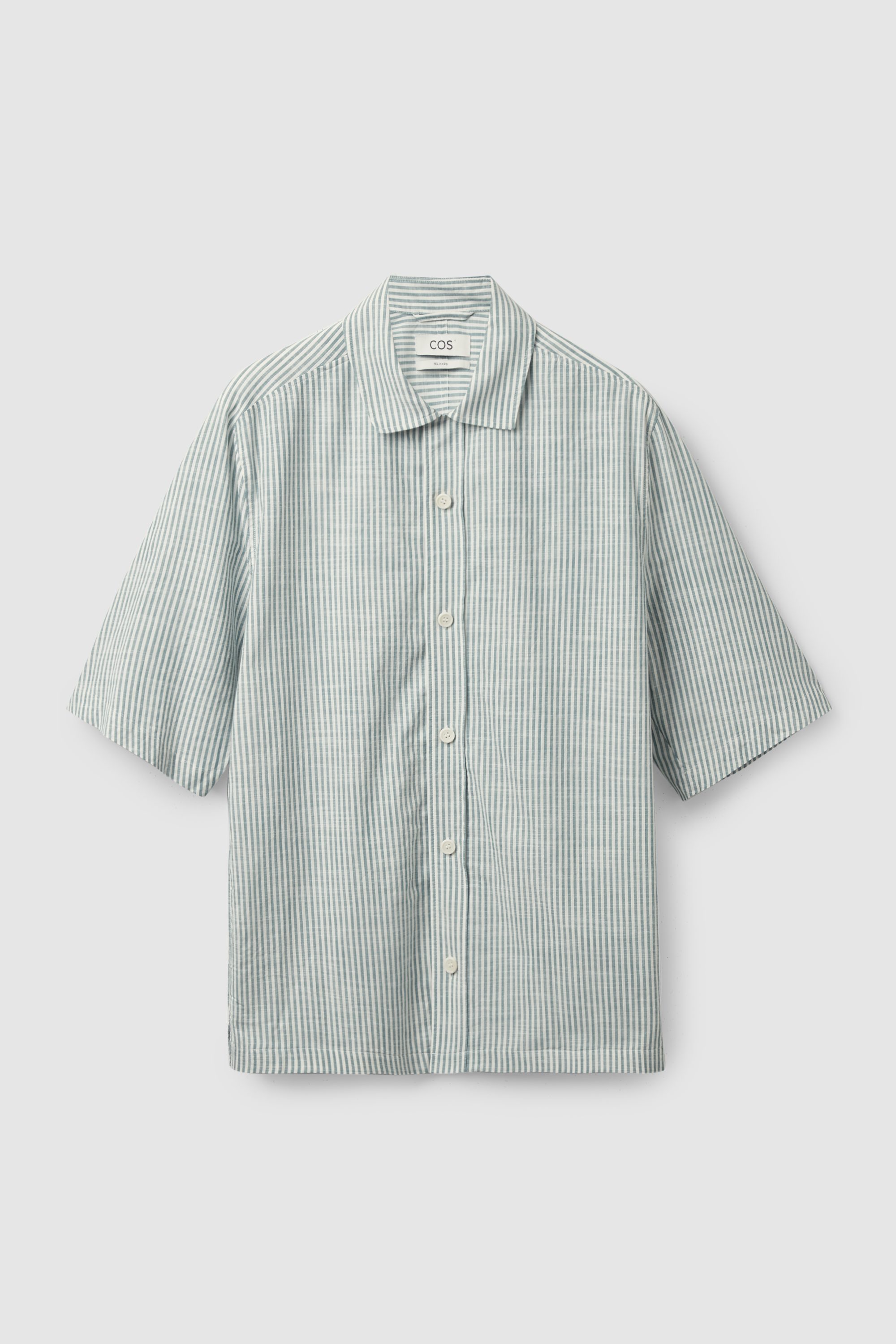 RELAXED-FIT SEERSUCKER SHIRT - BLUE / WHITE | COS