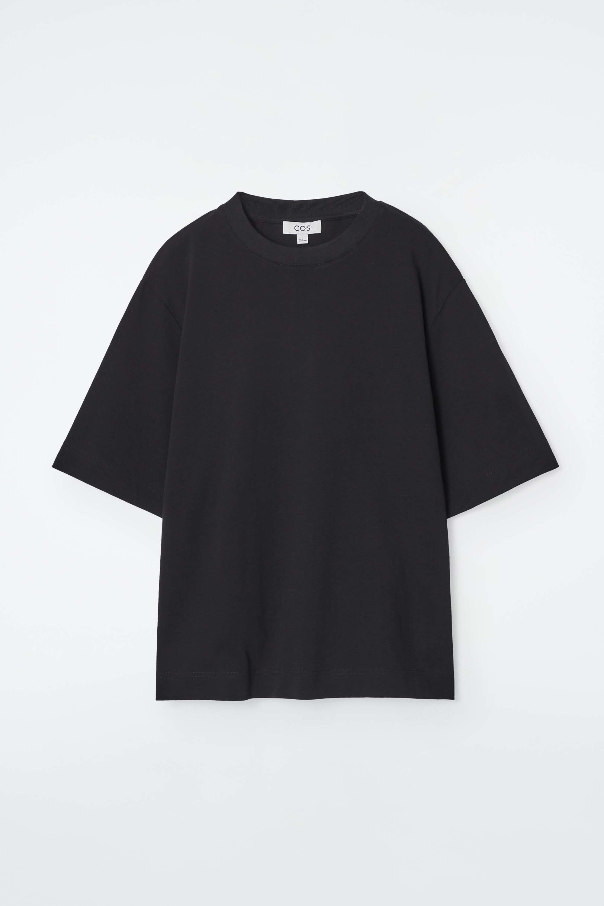 Tシャツ・カットソー PLAIN Oversized Black Shirt in Cotton Woman Clementine Womens Cotton Boxy T-Shirt, Black, Medium at