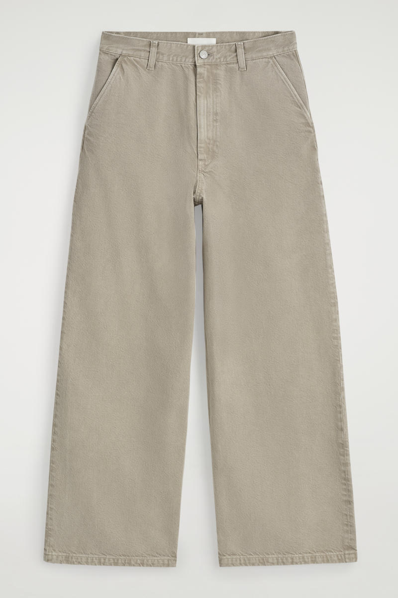 Cos Raw Denim Trousers In Grey