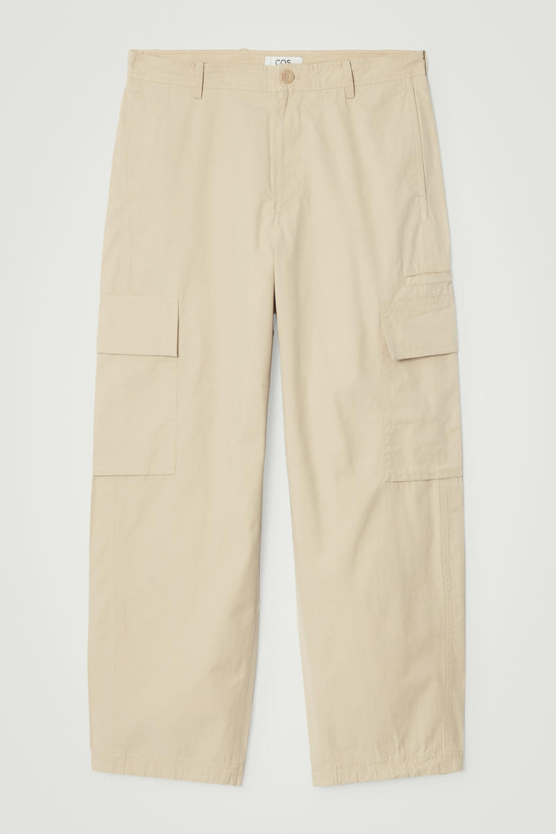 Cotton Cargo Trousers in Beige