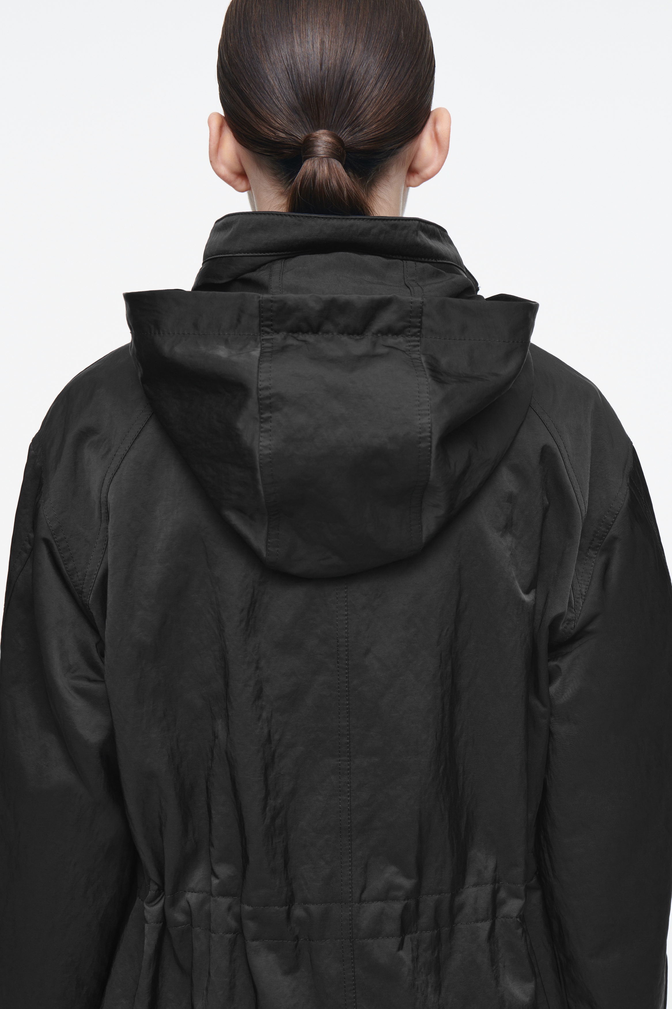 WAISTED UTILITY JACKET - BLACK