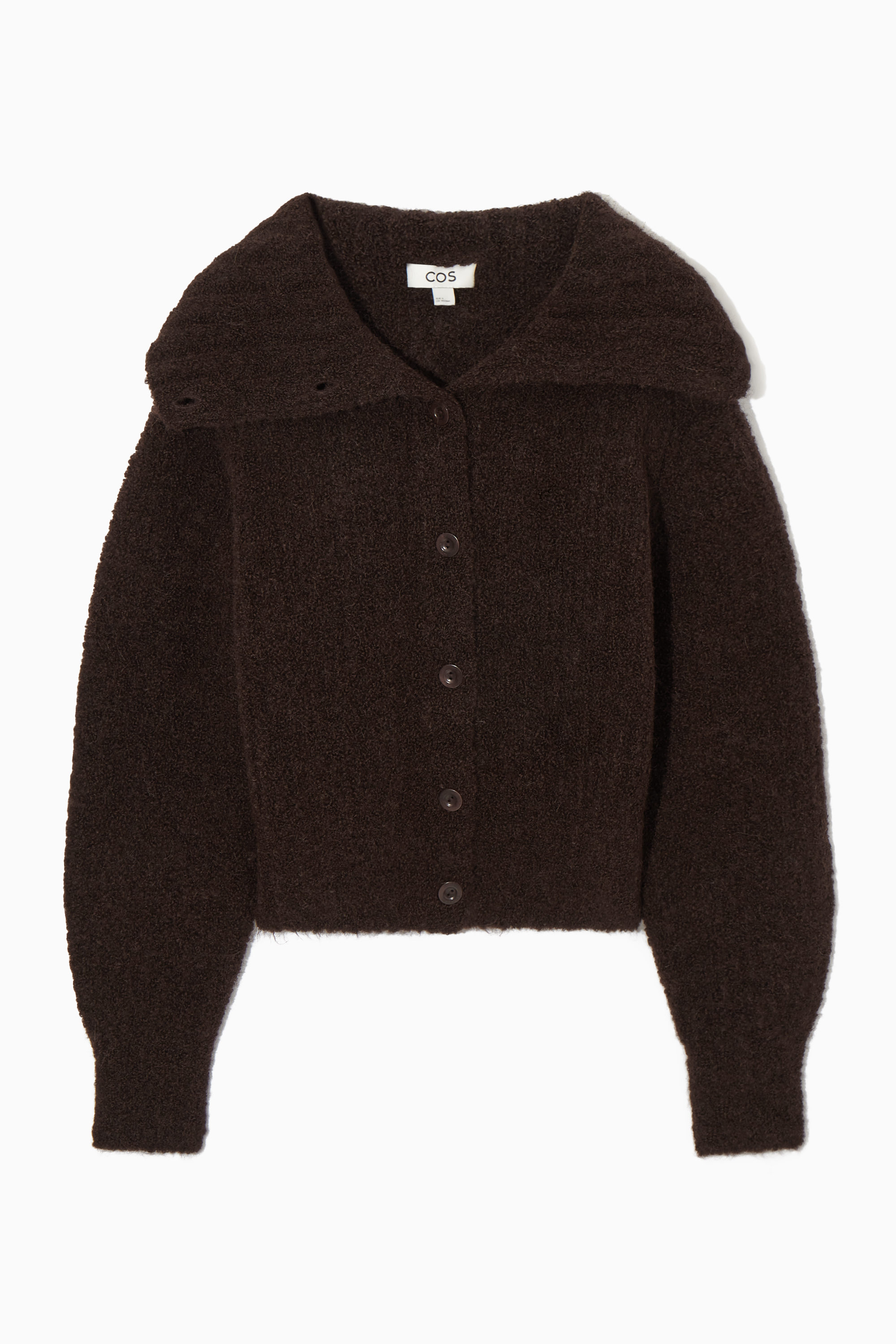SPREAD-COLLAR TEXTURED ALPACA-BLEND CARDIGAN - DARK BROWN | COS