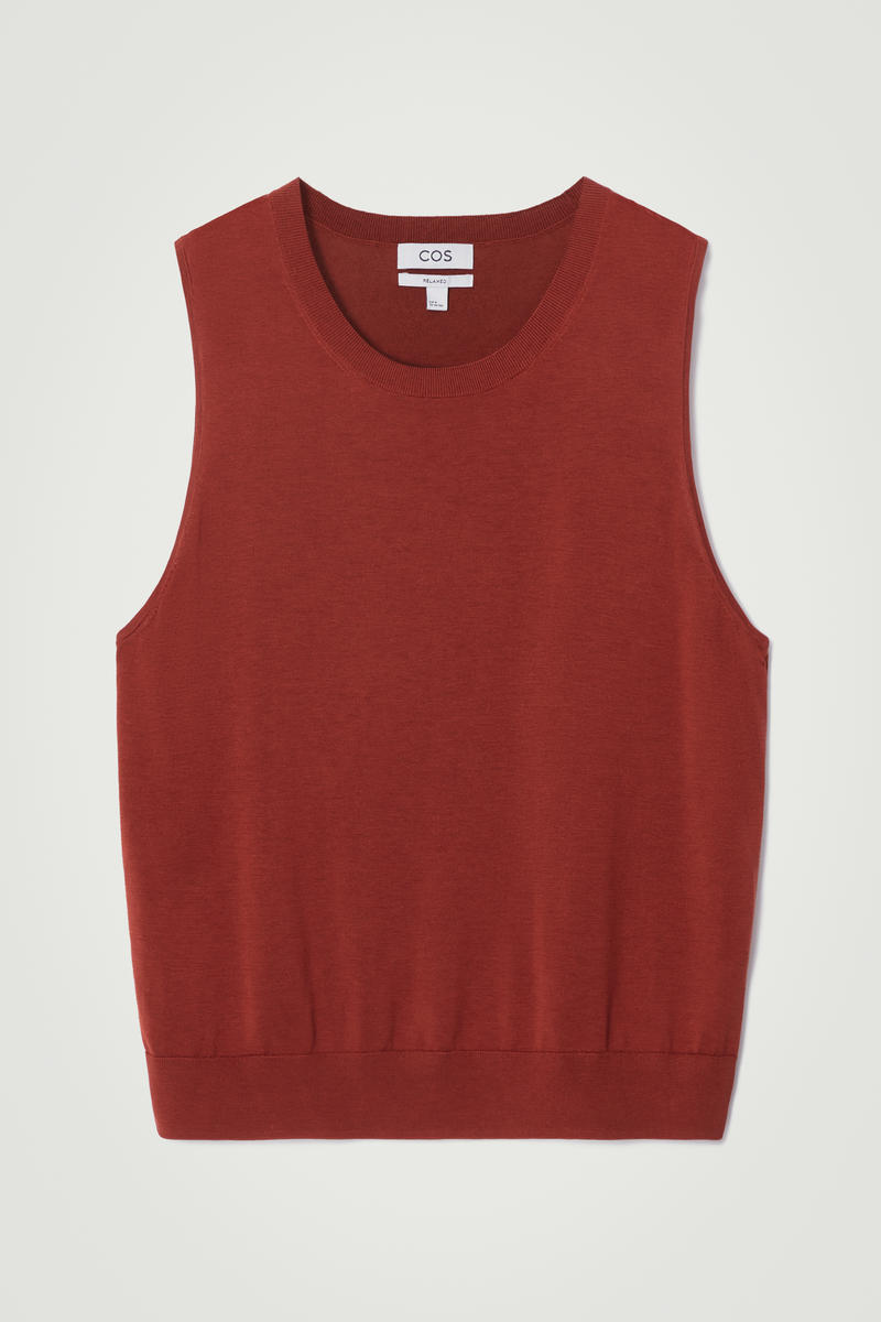 Cos Strick-tanktop Aus Seide In Rot