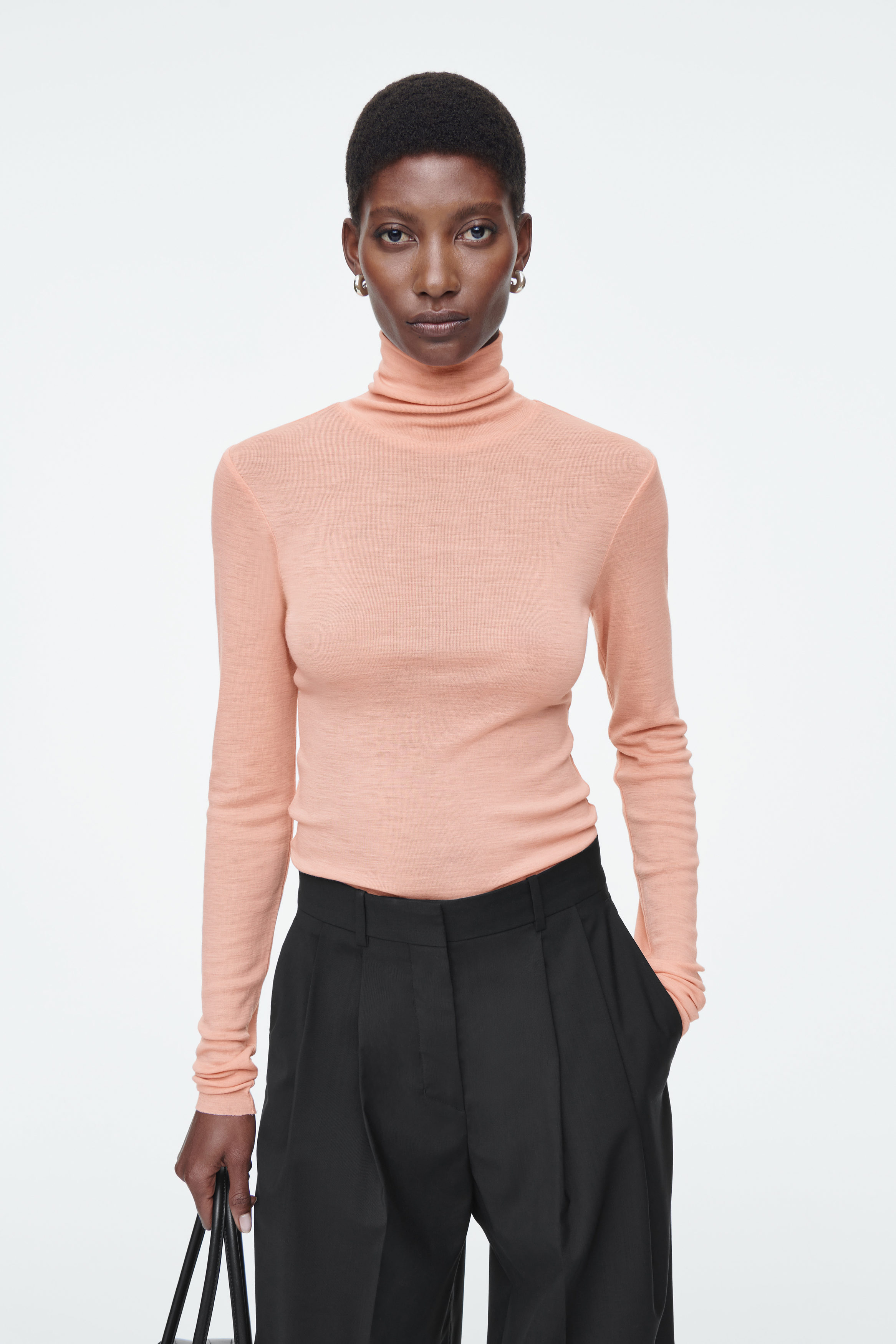 Cos Slim-fit Merino Wool Turtleneck Top In Blue | ModeSens