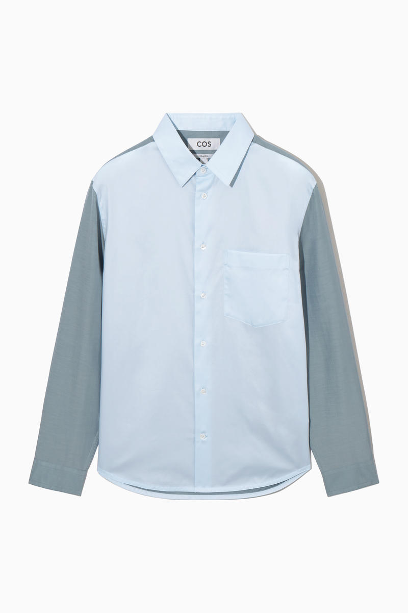 Colour-Block Tailored Shirt - Relaxed in Blue