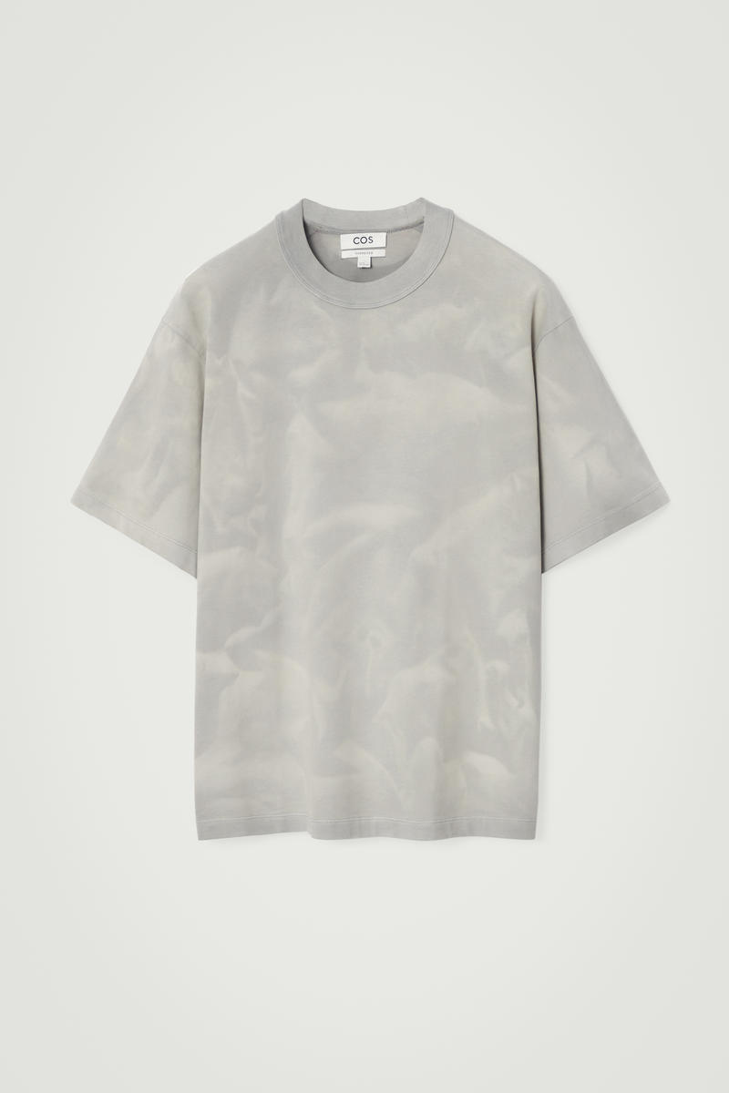 Oversized Acid-Wash Cotton T-Shirt in Grey