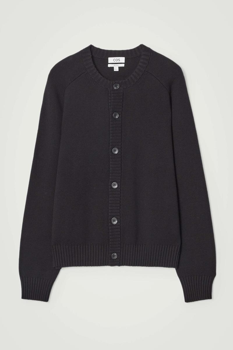 Wool-Blend Crew-Neck Cardigan