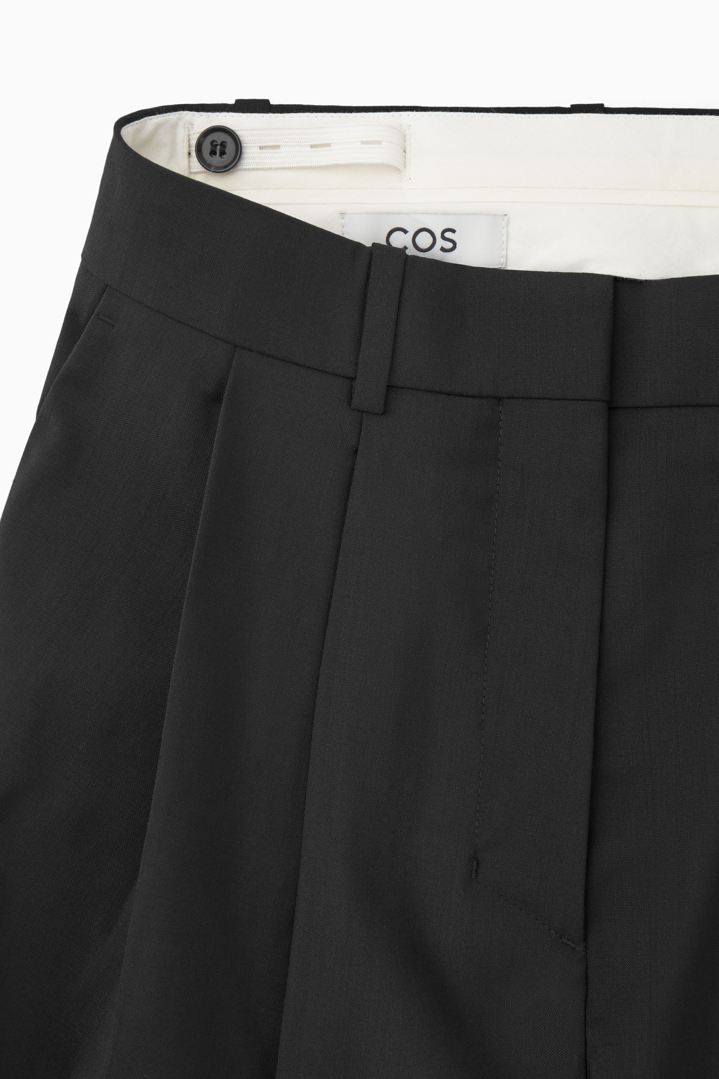 RELAXED TAILORED WOOL WIDE-LEG TROUSERS - LIGHT BEIGE