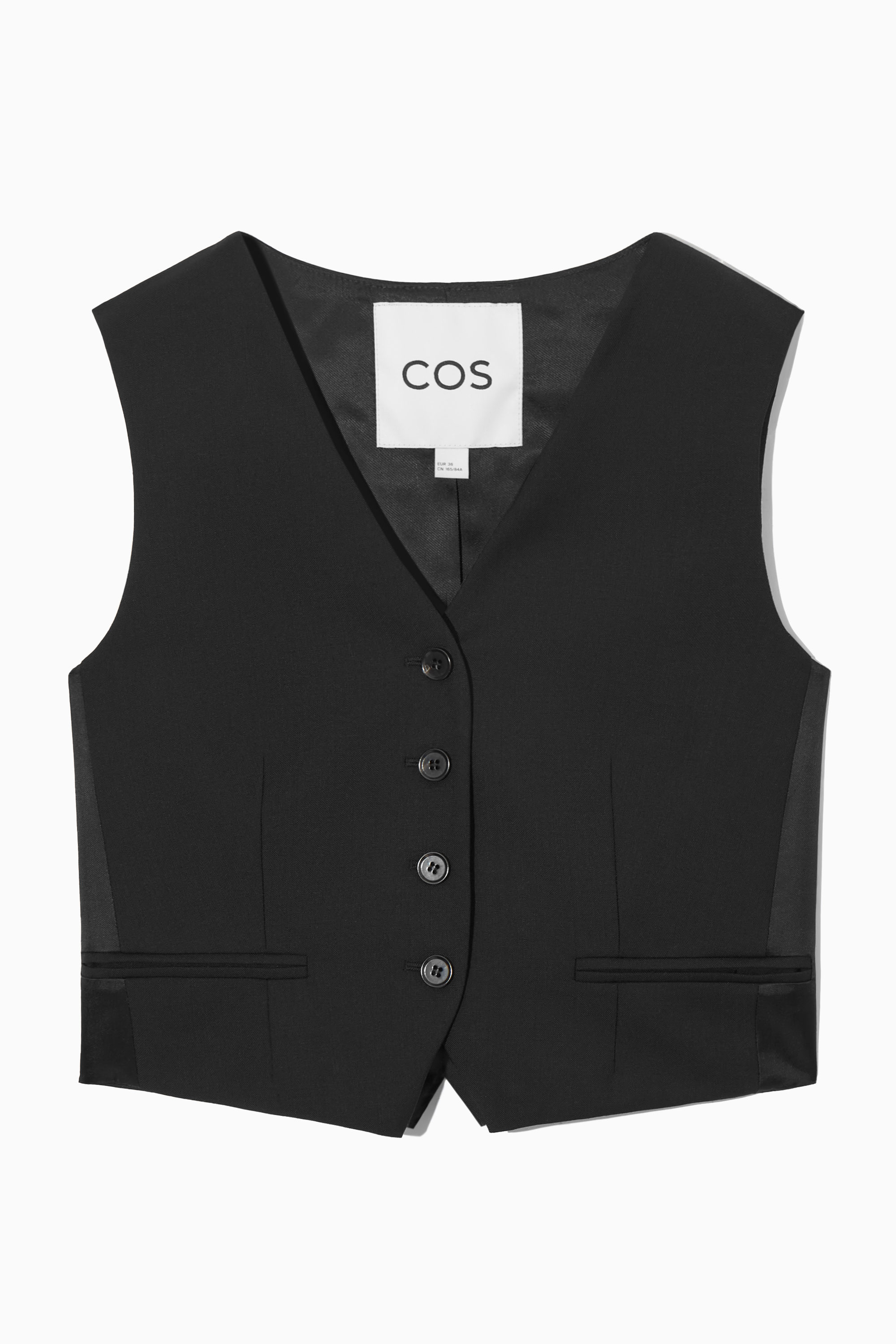 BELTED WOOL WAISTCOAT - BLACK