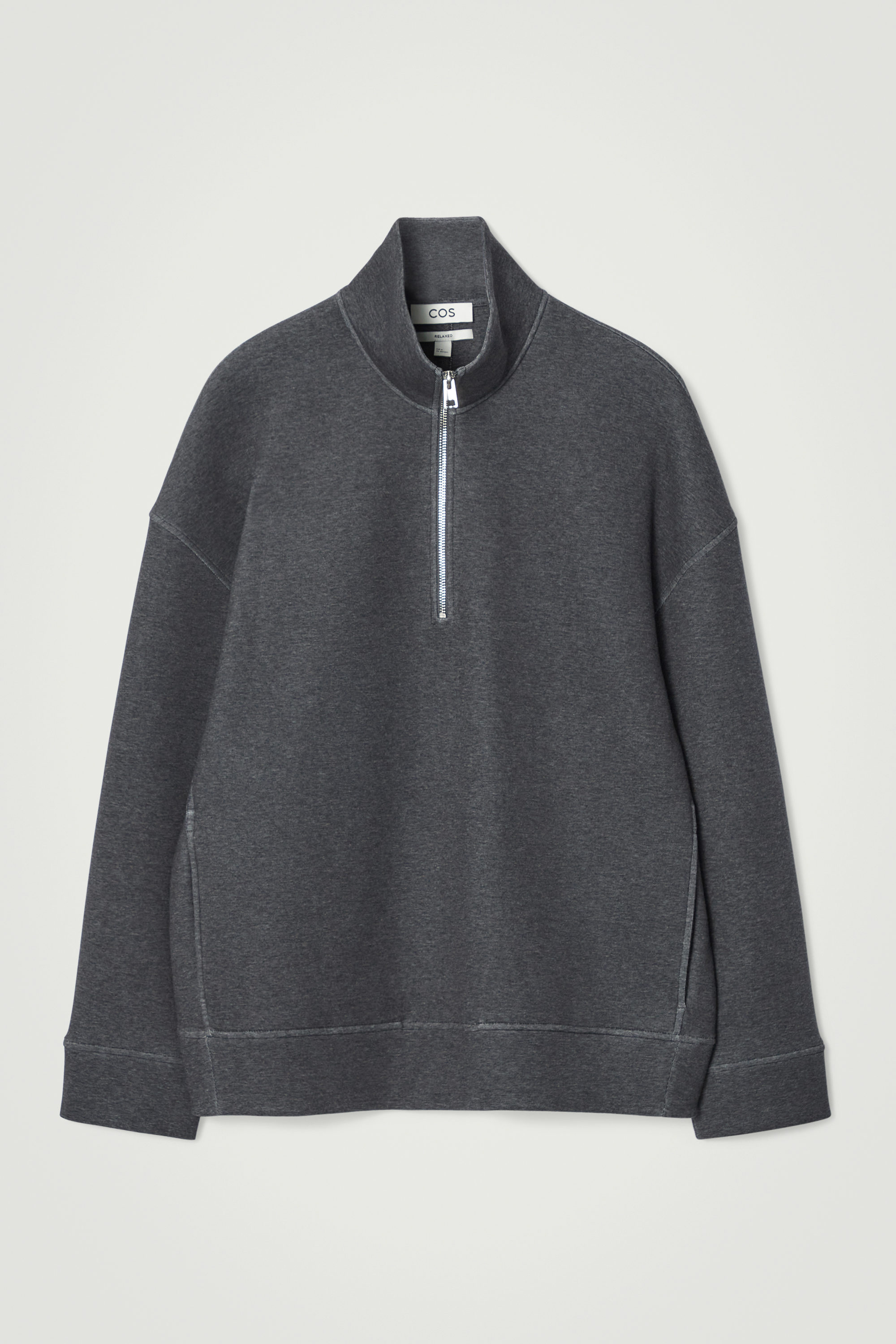OVERSIZED SCUBA-JERSEY HALF-ZIP SWEATSHIRT - GRAY | COS US