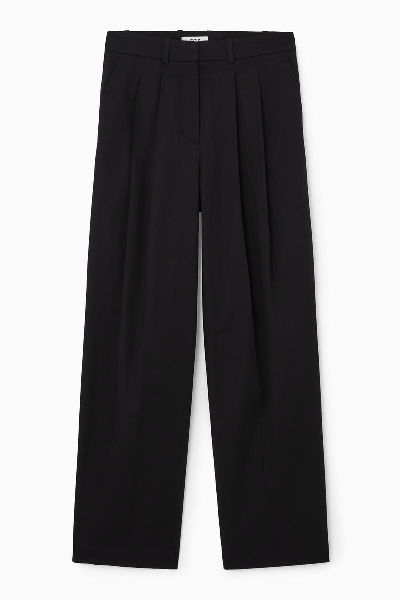 Wide-Leg Tailored Twill Trousers