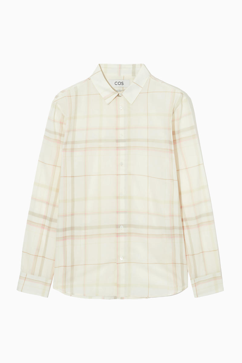 Windowpane-Checked Shirt in Beige