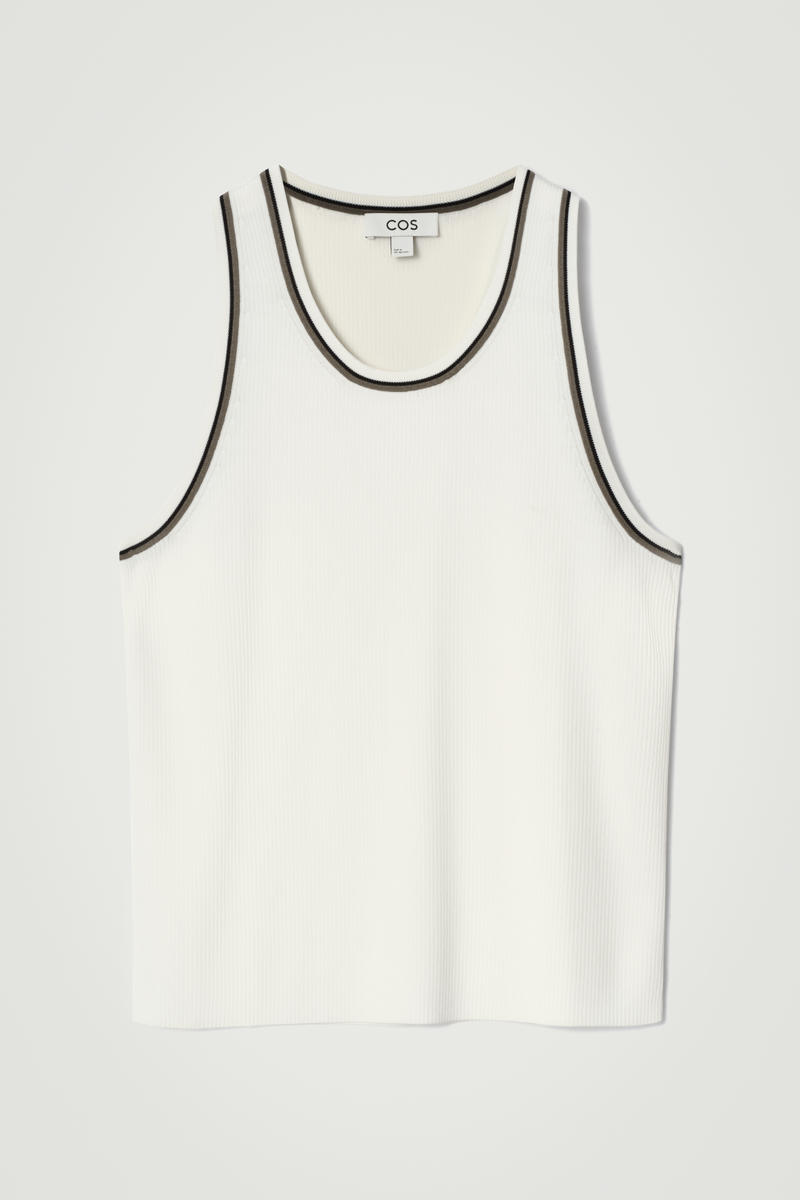 Contrast-Trim Ribbed Tank Top