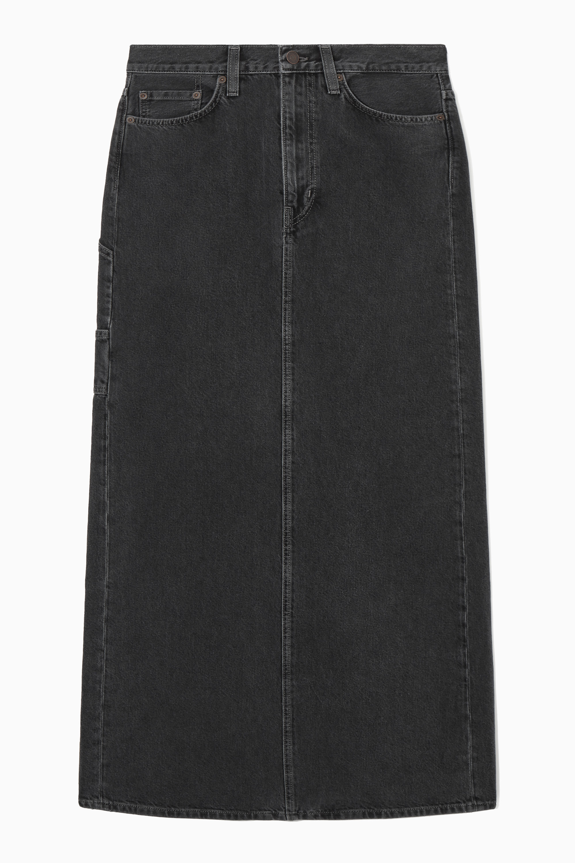 DENIM MAXI SKIRT - BLACK