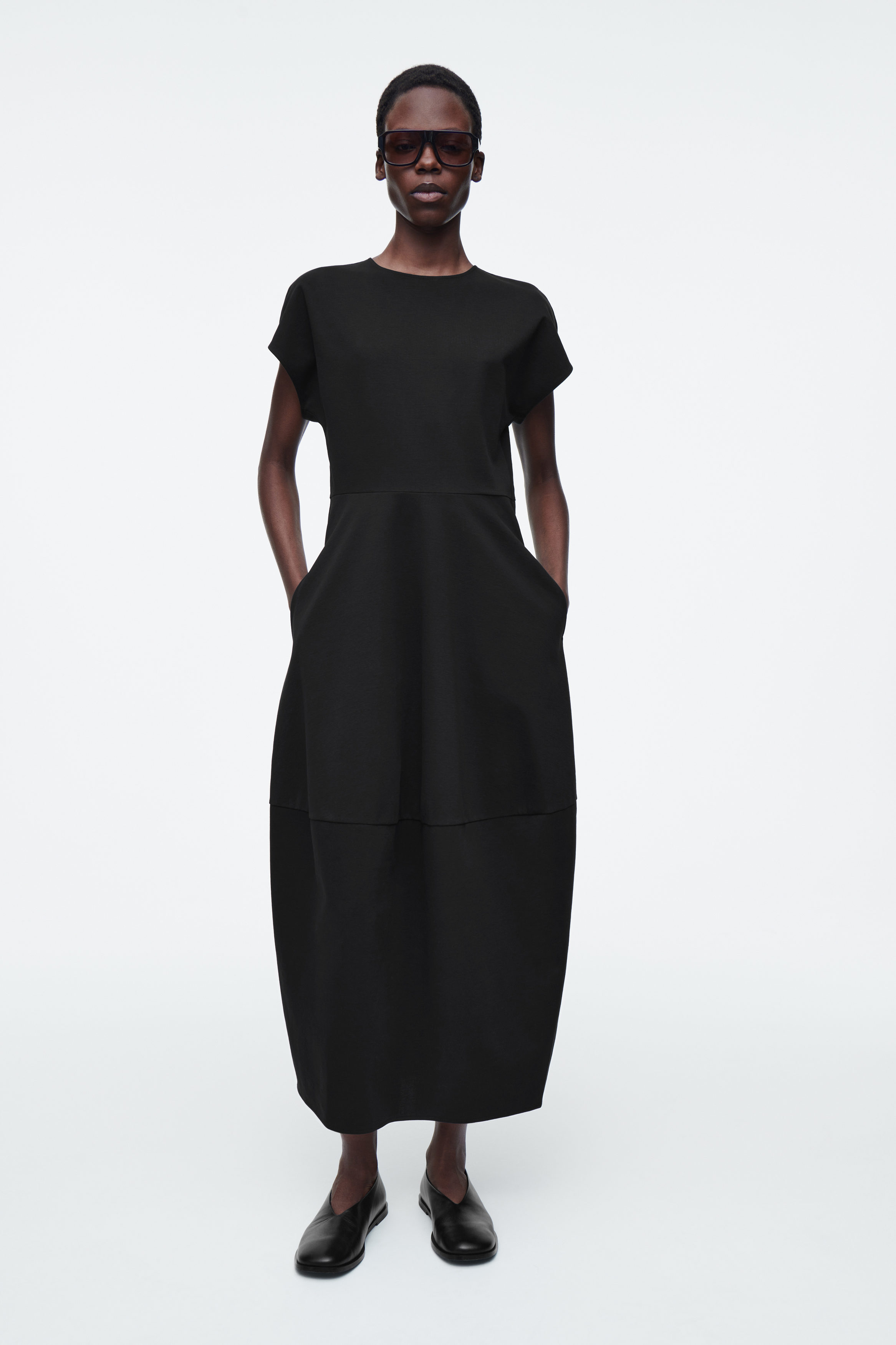 SCULPTED COTTON MIDI DRESS