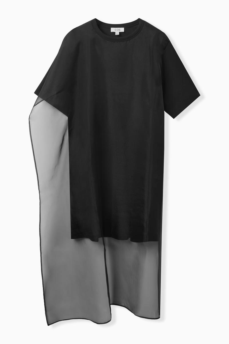 Sheer panel t-shirt dress - BLACK - women | COS AU
