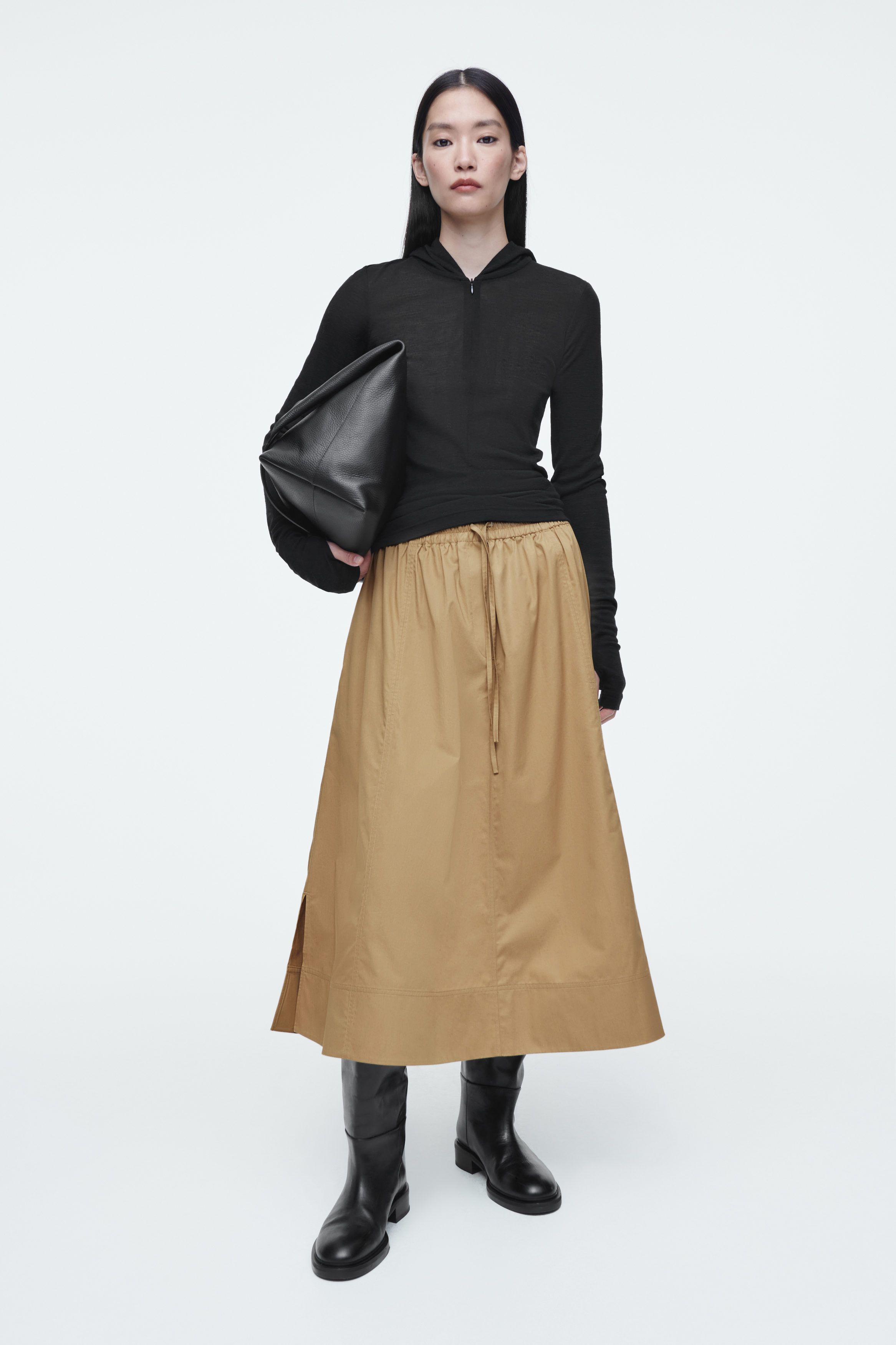 beige drawstring skirt