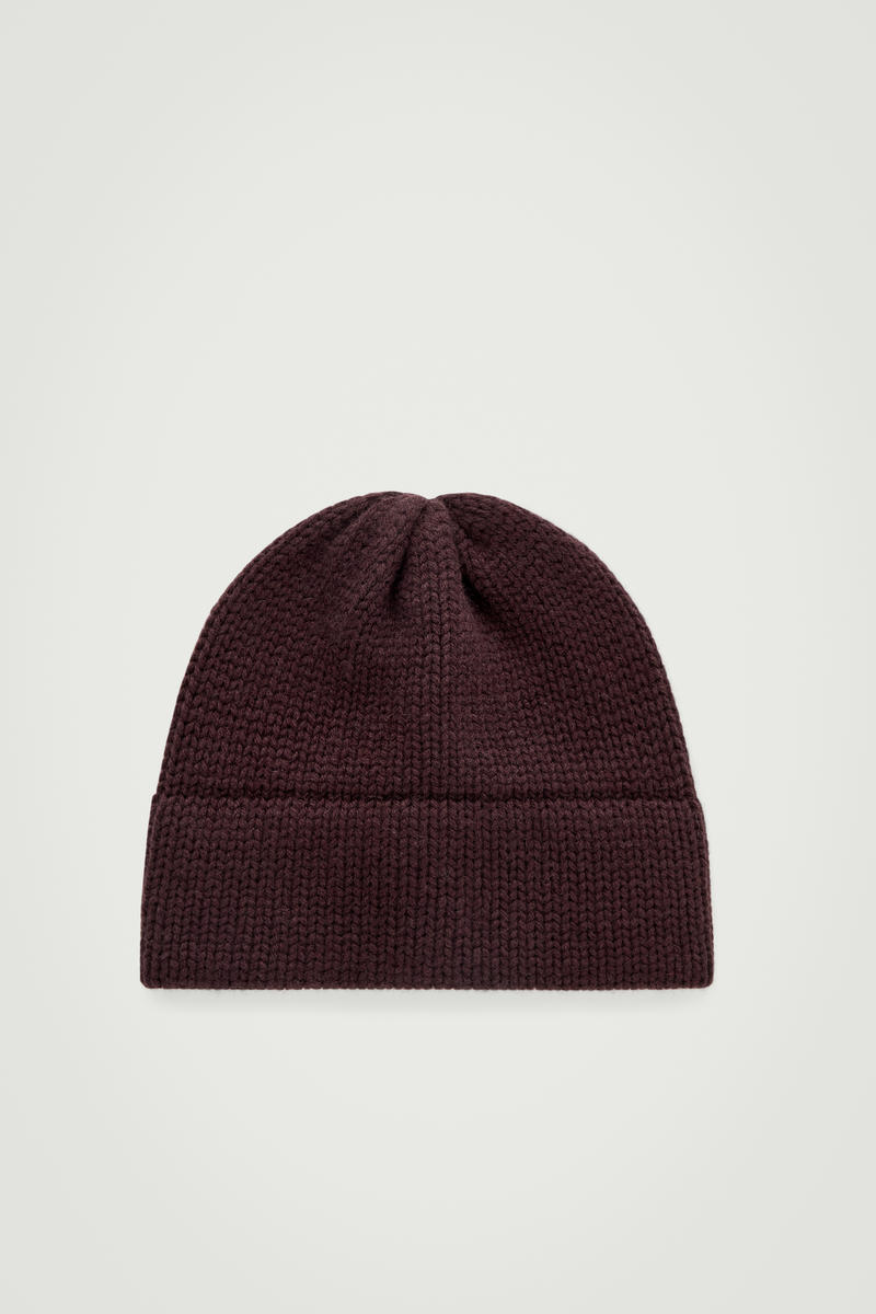 Ribbed Cashmere-Blend Stitched-Brim Beanie