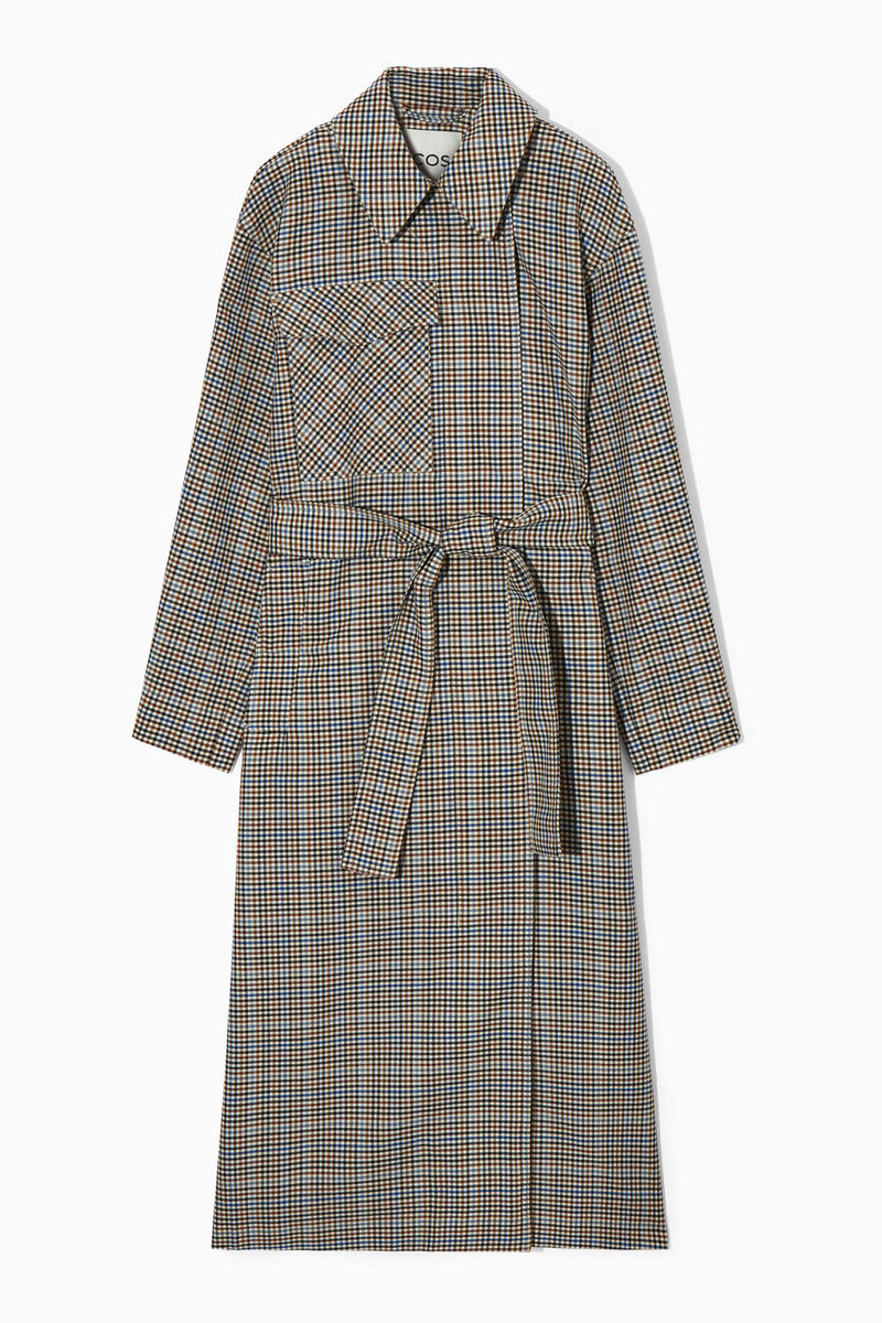 Checked Utility Trench Coat