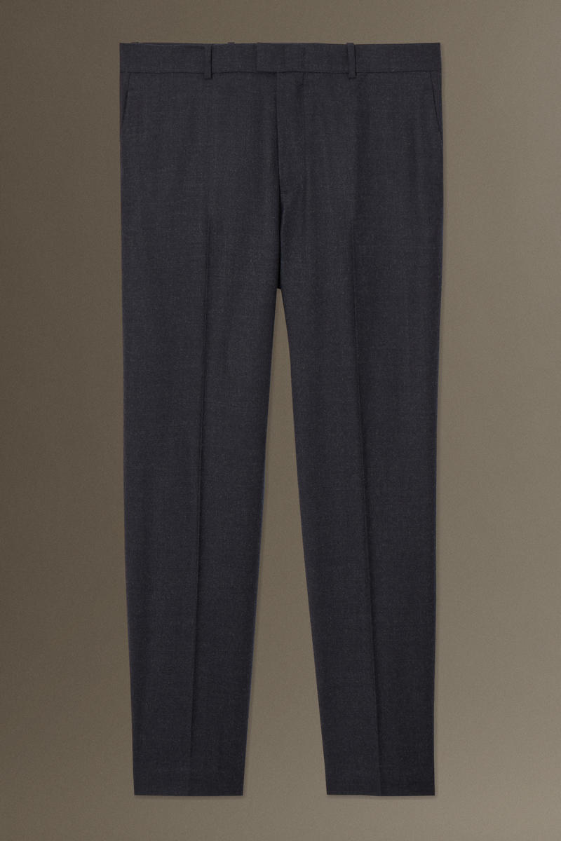 Regular Wool-Flannel Straight-Leg Trousers in Blue