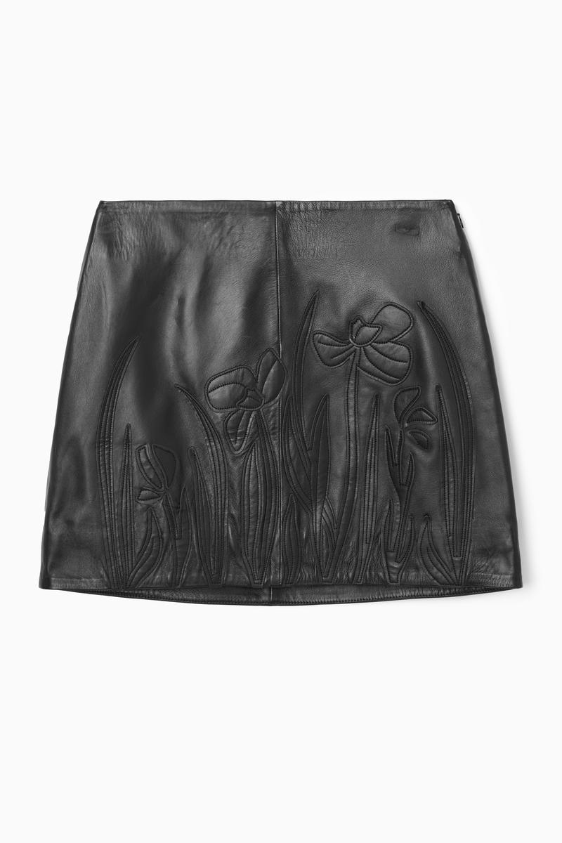 Appliquéd Leather Mini Skirt