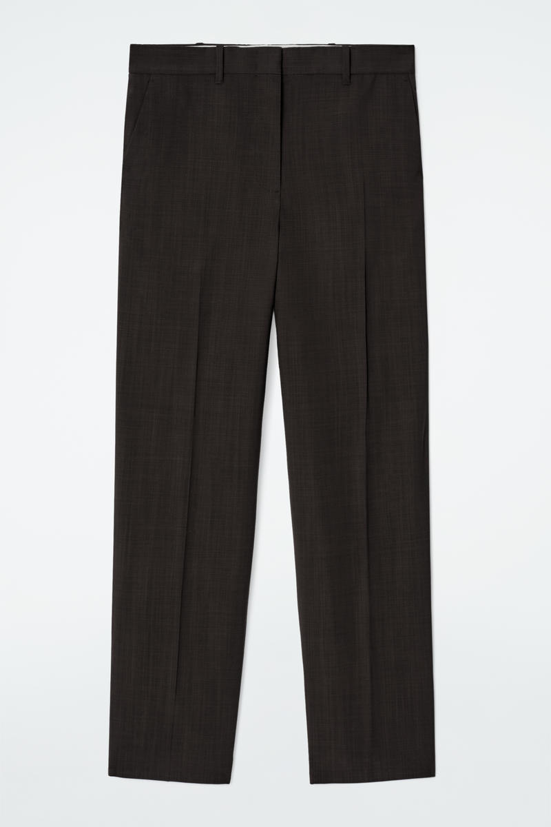 Tailored Fluid Wool Trousers in Brown