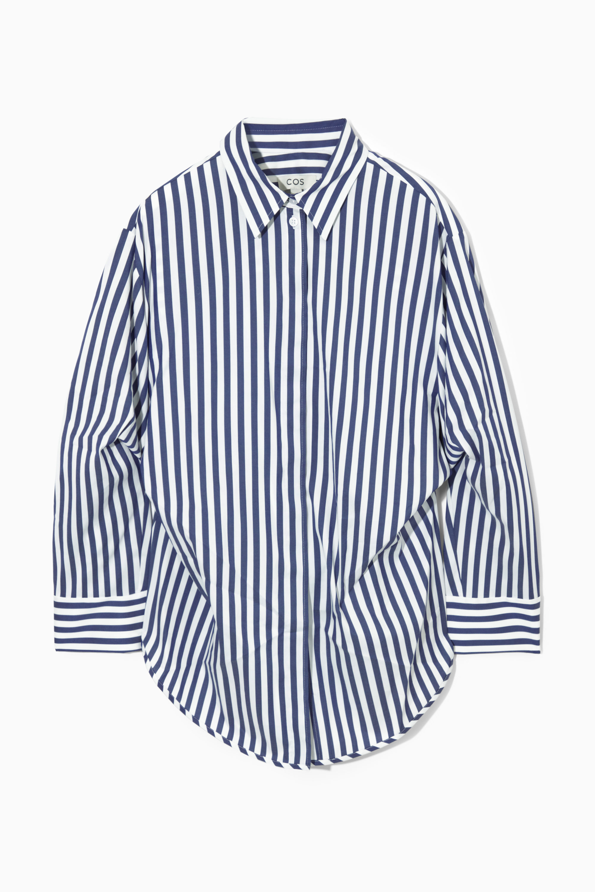 OVERSIZED WAISTED STRIPED SHIRT - BLUE / WHITE / STRIPED | COS
