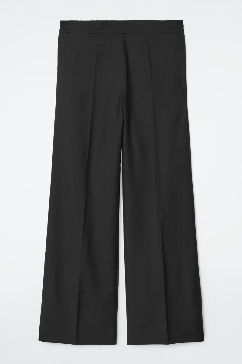 Straight-Leg Elasticated Wool Trousers