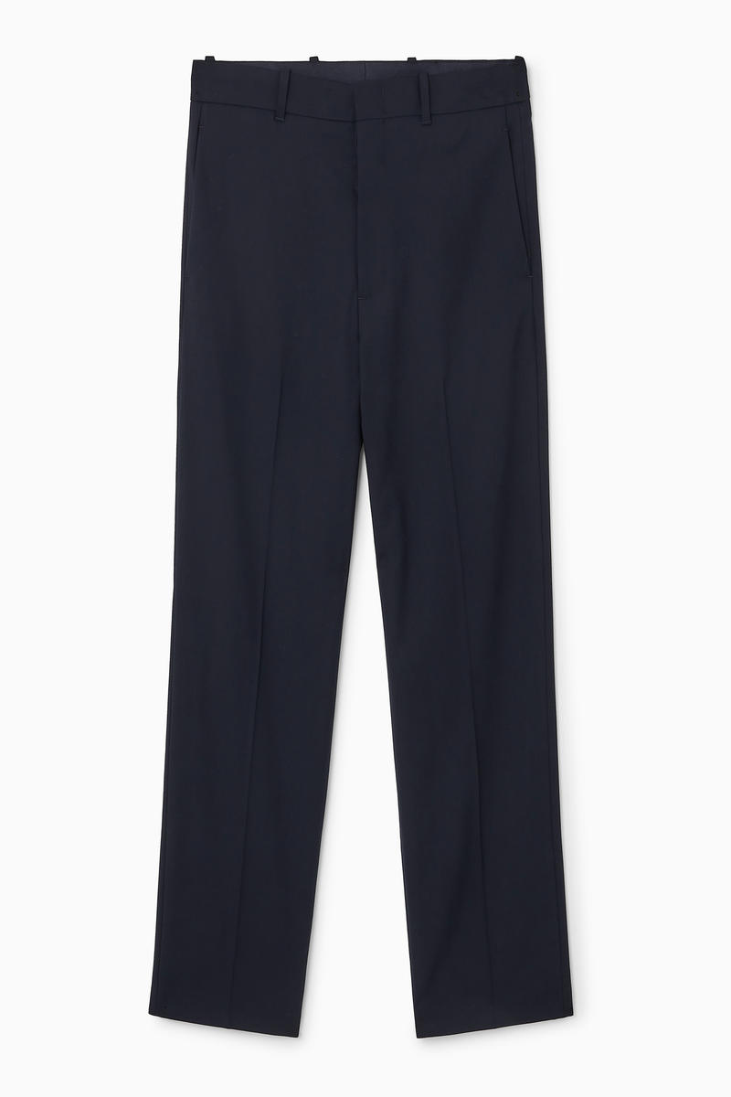 Relaxed Wool Trousers - Straight in Blue