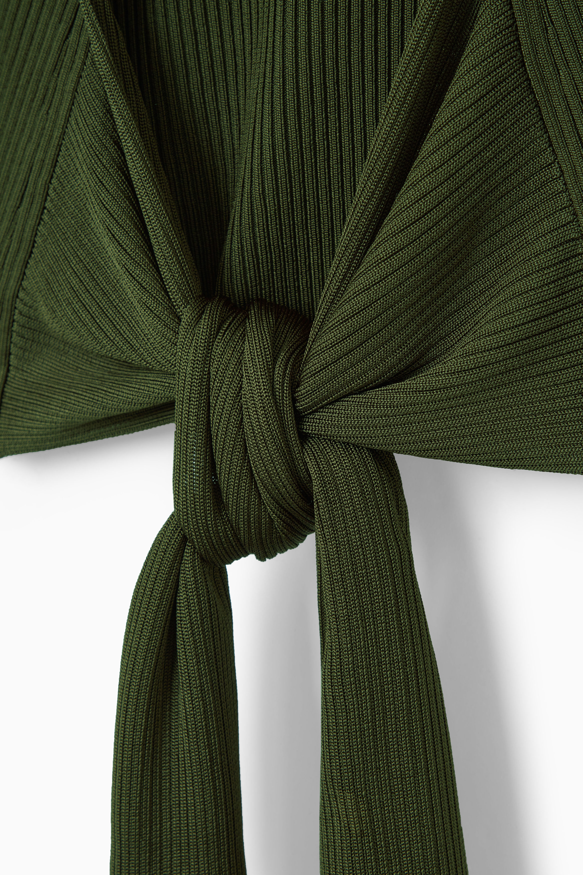 お礼や感謝伝えるプチギフト RIBBED-KNIT OPEN-BACK TOP KHAKI - ニット+セーター