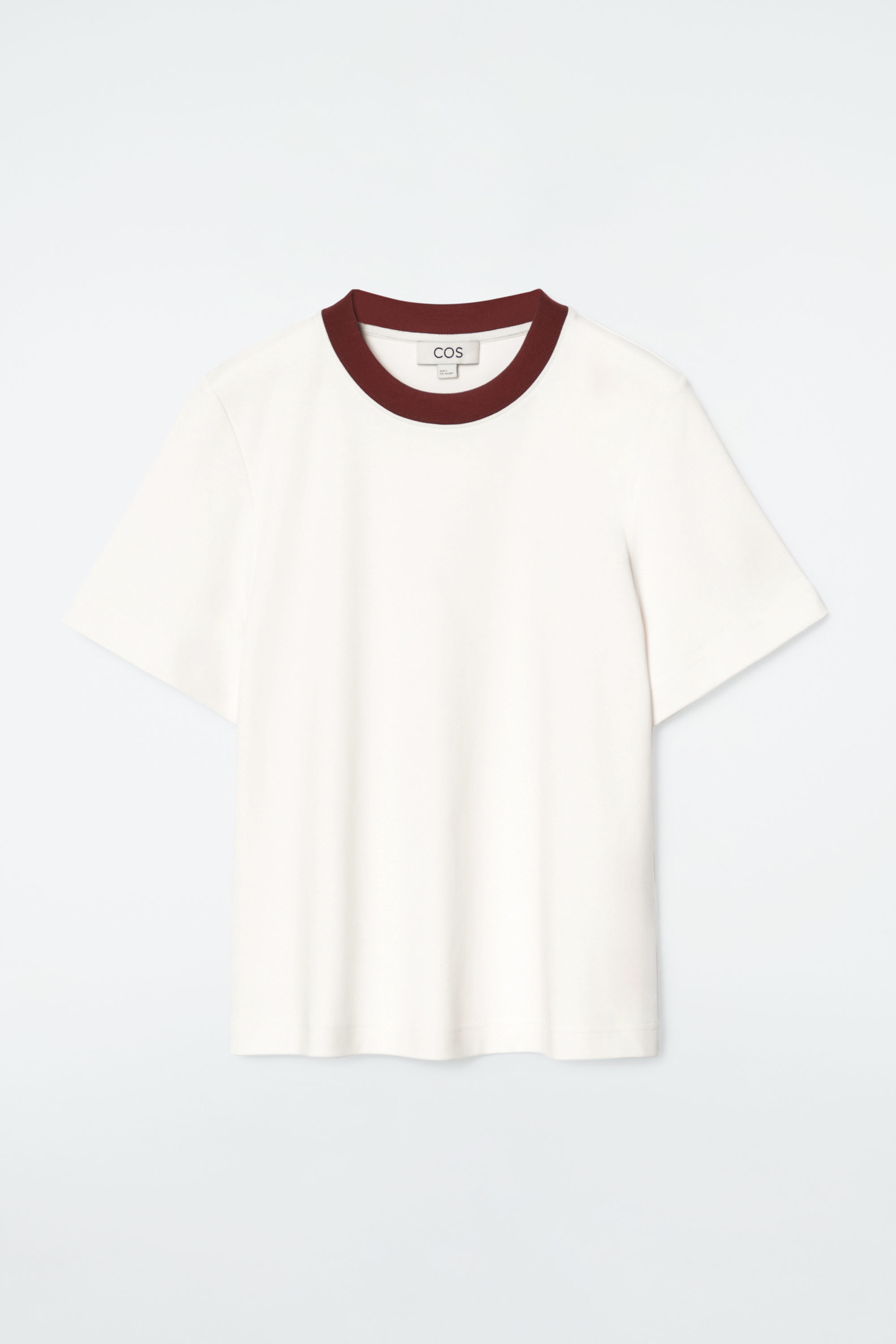 CLEAN CUT REGULAR T-SHIRT - OFF-WHITE / BURGUNDY | COS