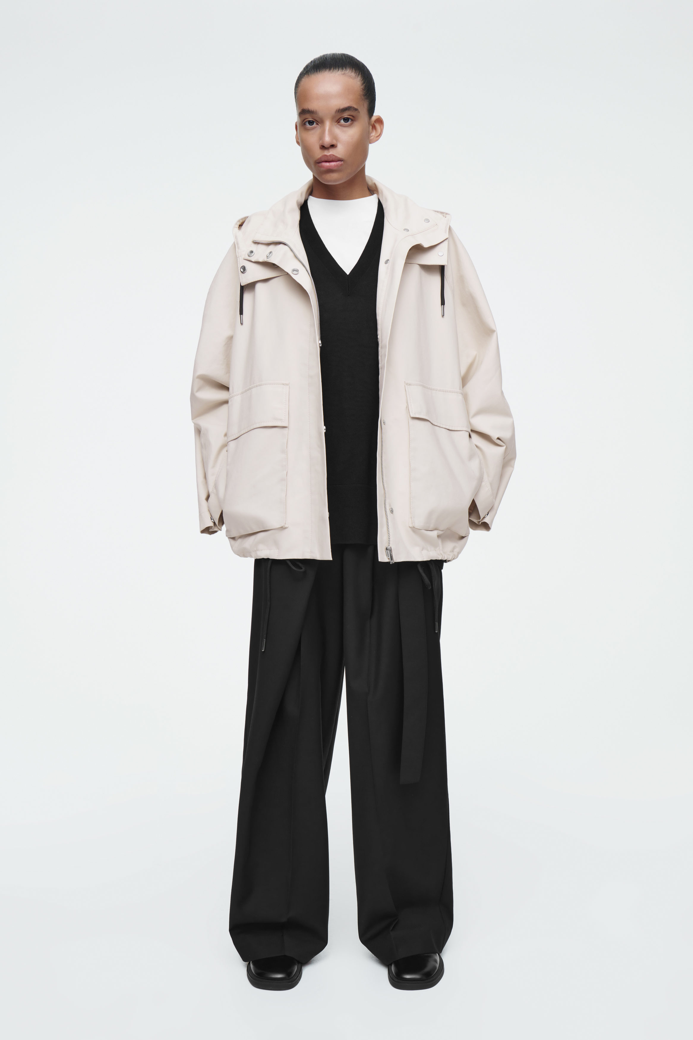 【関税＆送料込み】Off-White 'Toybox' Beige Cotton Jacket HOODED COTTON UTILITY JACKET - LIGHT BEIGE | COS