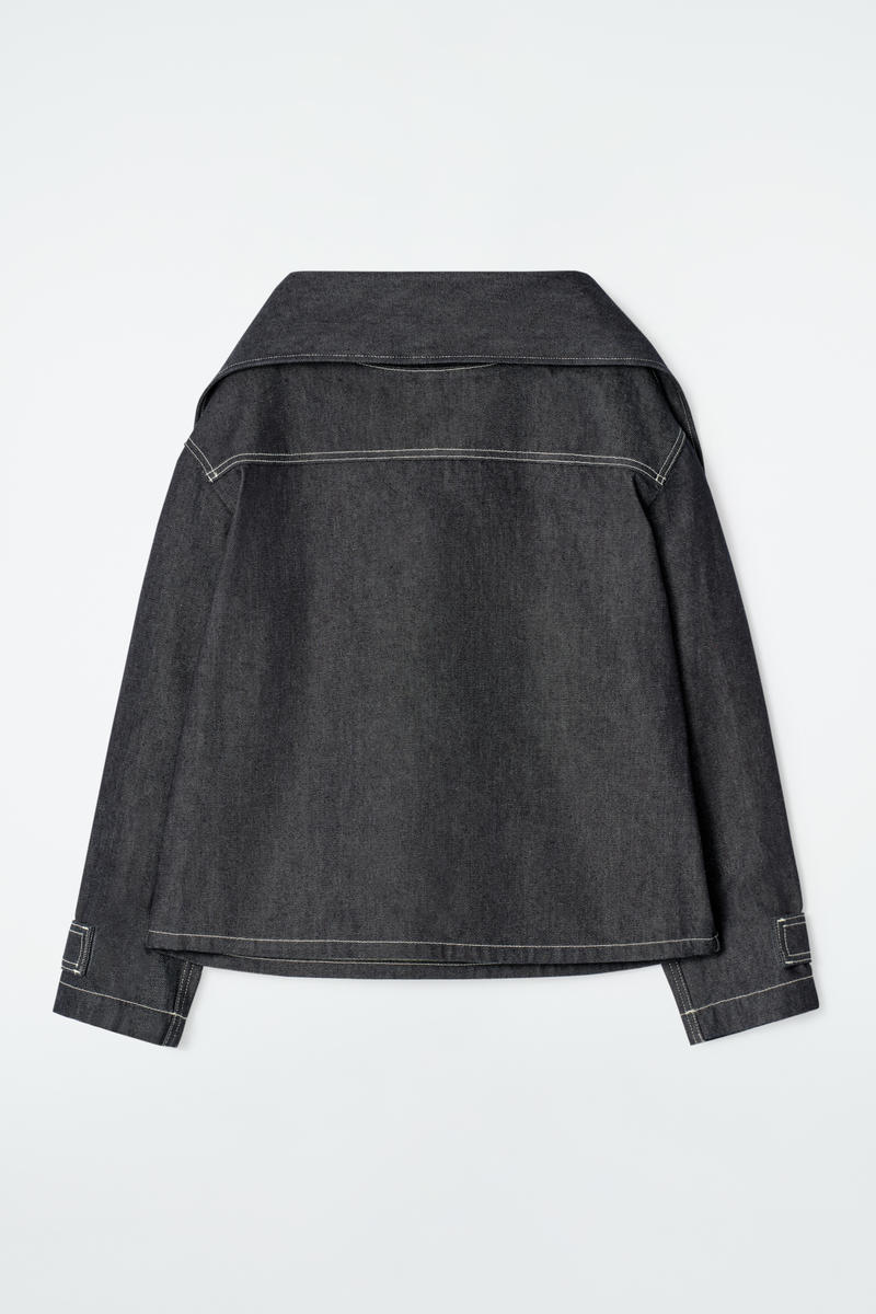 Scarf-Detail Raw Denim Top