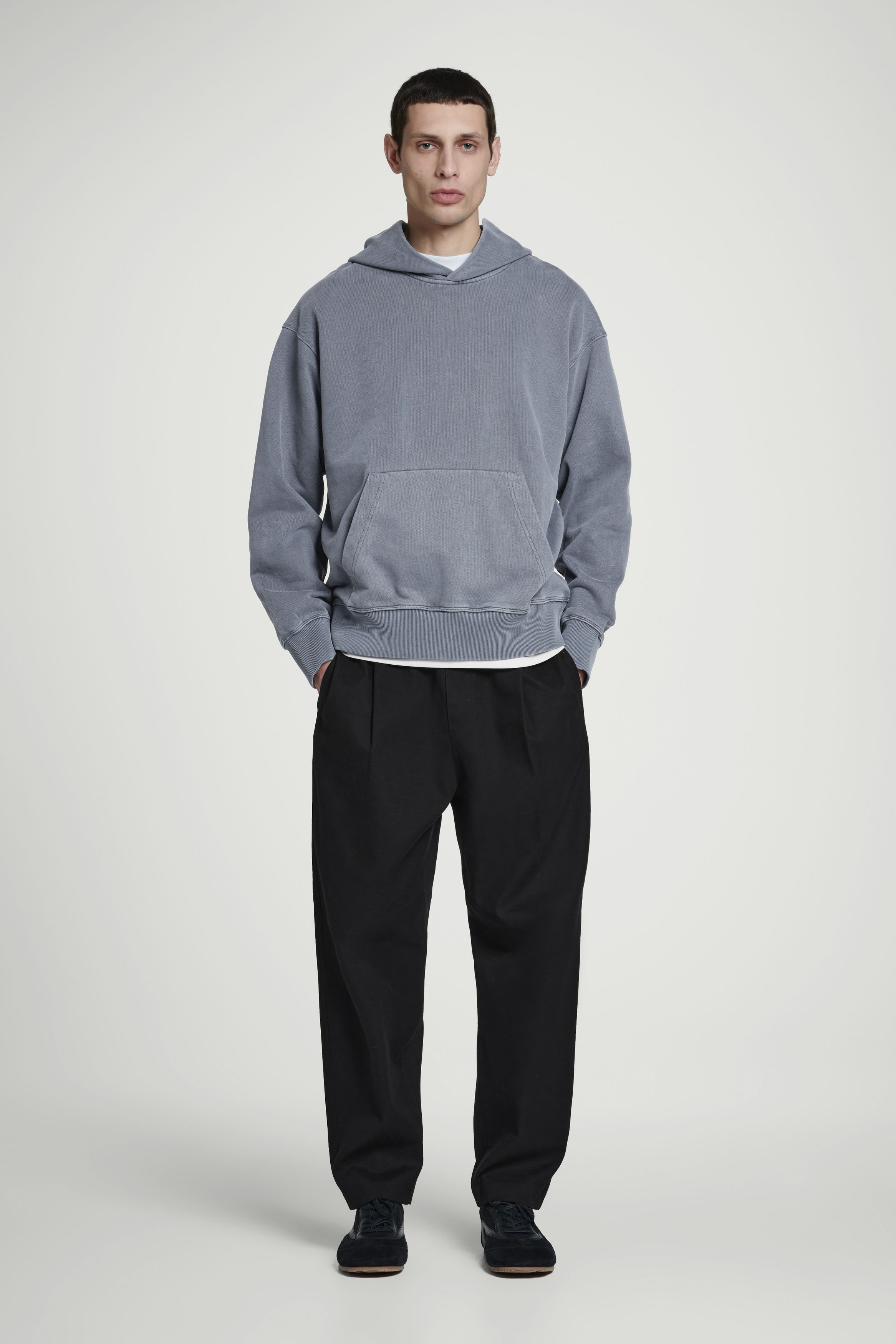 WASHED COTTON-JERSEY HOODIE - BLUE | COS