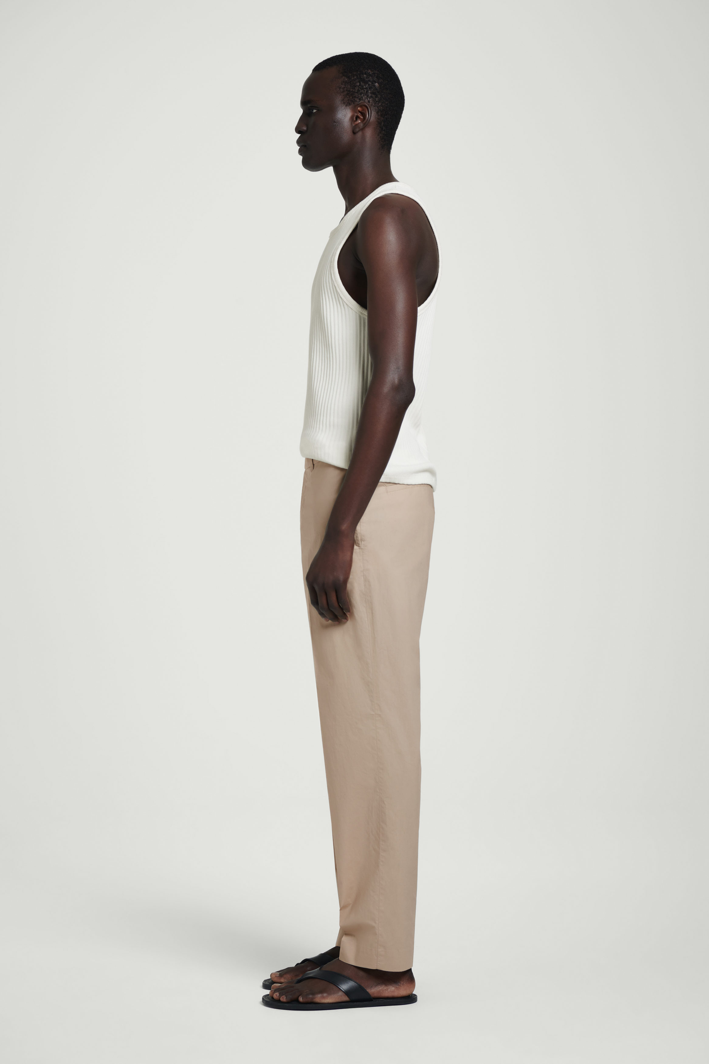COTTON STRAIGHT-LEG TROUSERS - BEIGE | COS