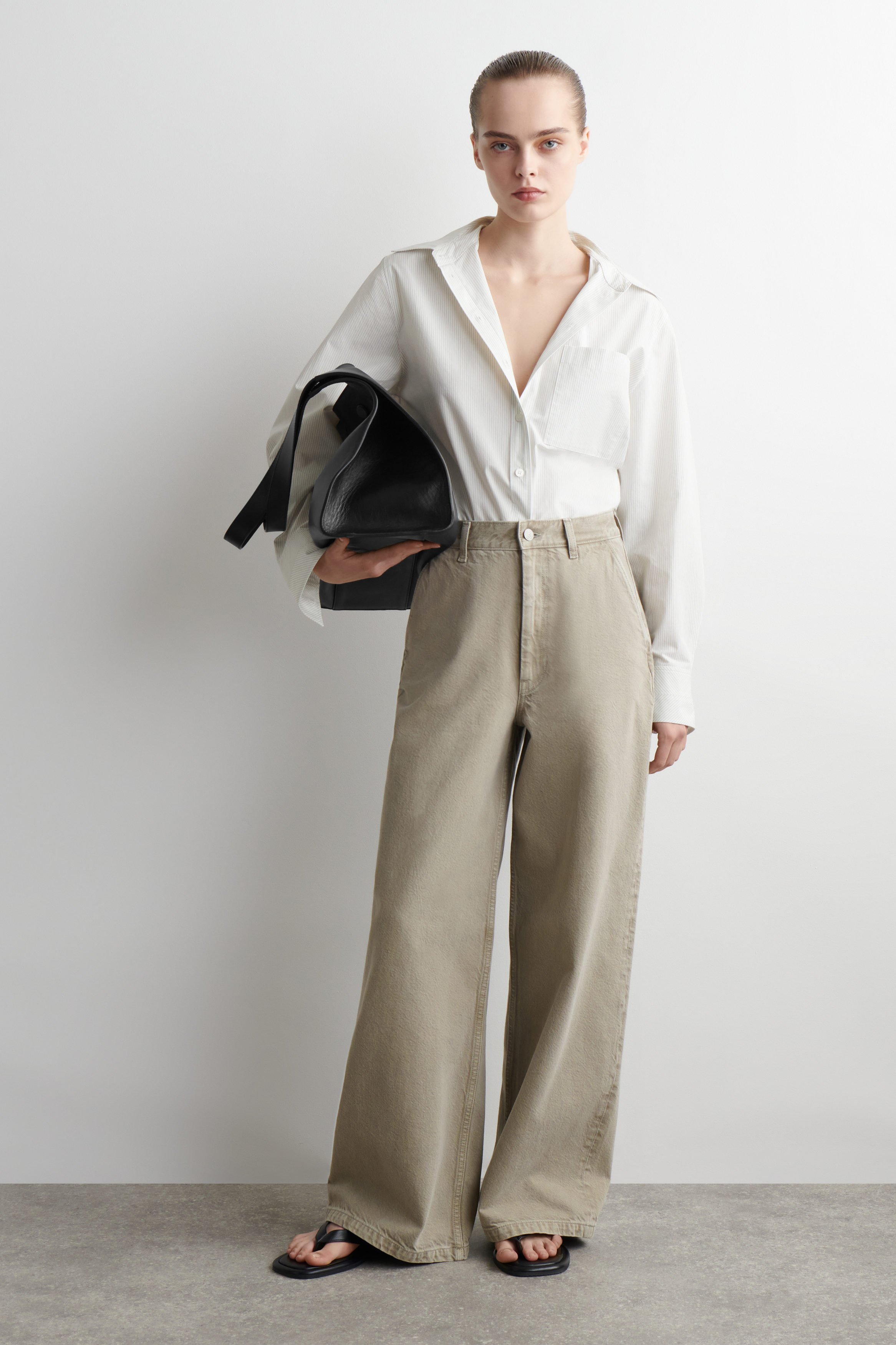 【BOK PLACE】Raw roll-up wide fit linen summer denim pants b592f4c8512e70a992149c2e483157