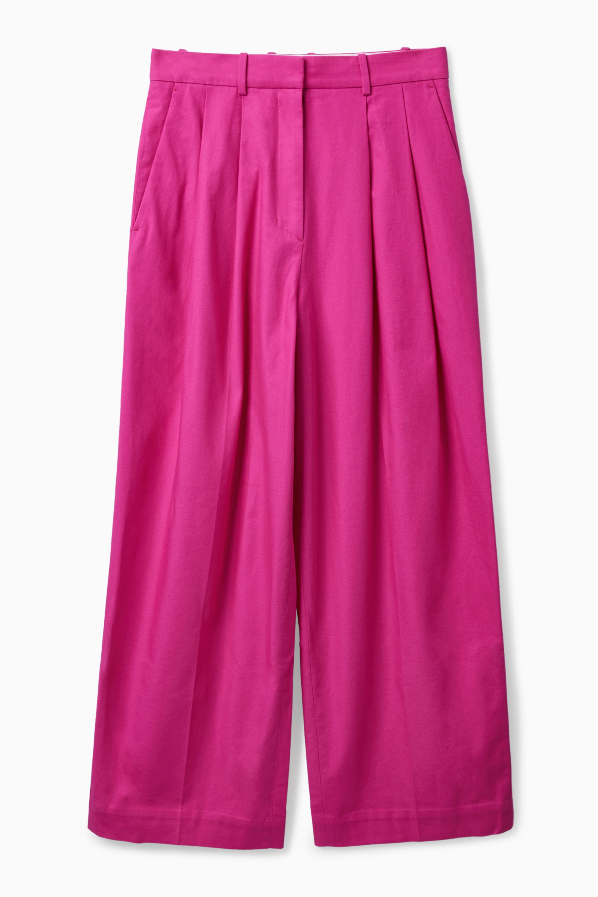 RELAXED TAILORED WIDE-LEG TROUSERS - FUCHSIA PINK | COS