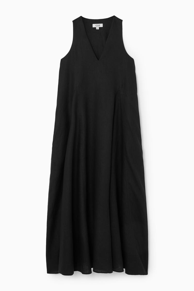 Voluminous V-Neck Maxi Dress