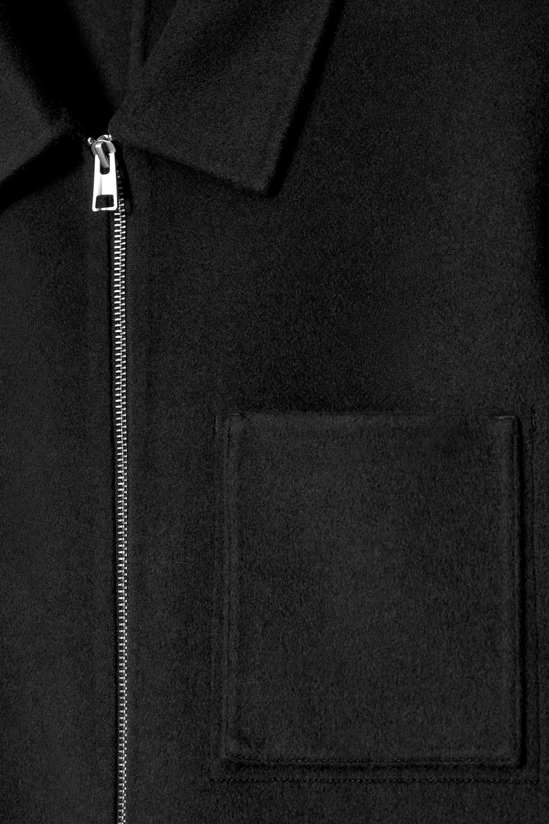DOUBLE-FACED WOOL HARRINGTON JACKET - BLACK