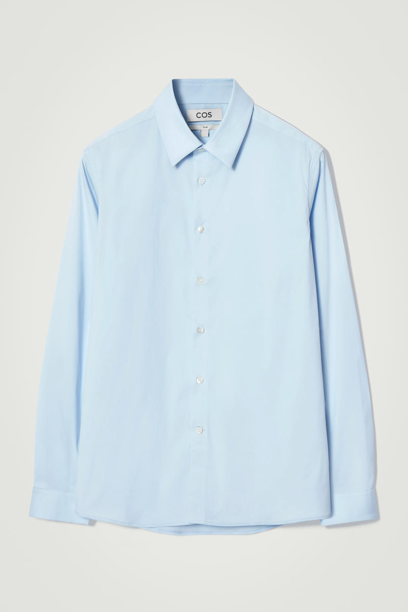 Slim Tailored Poplin Shirt in Blue