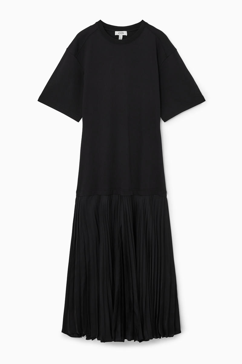 Pleated-Skirt T-Shirt Dress